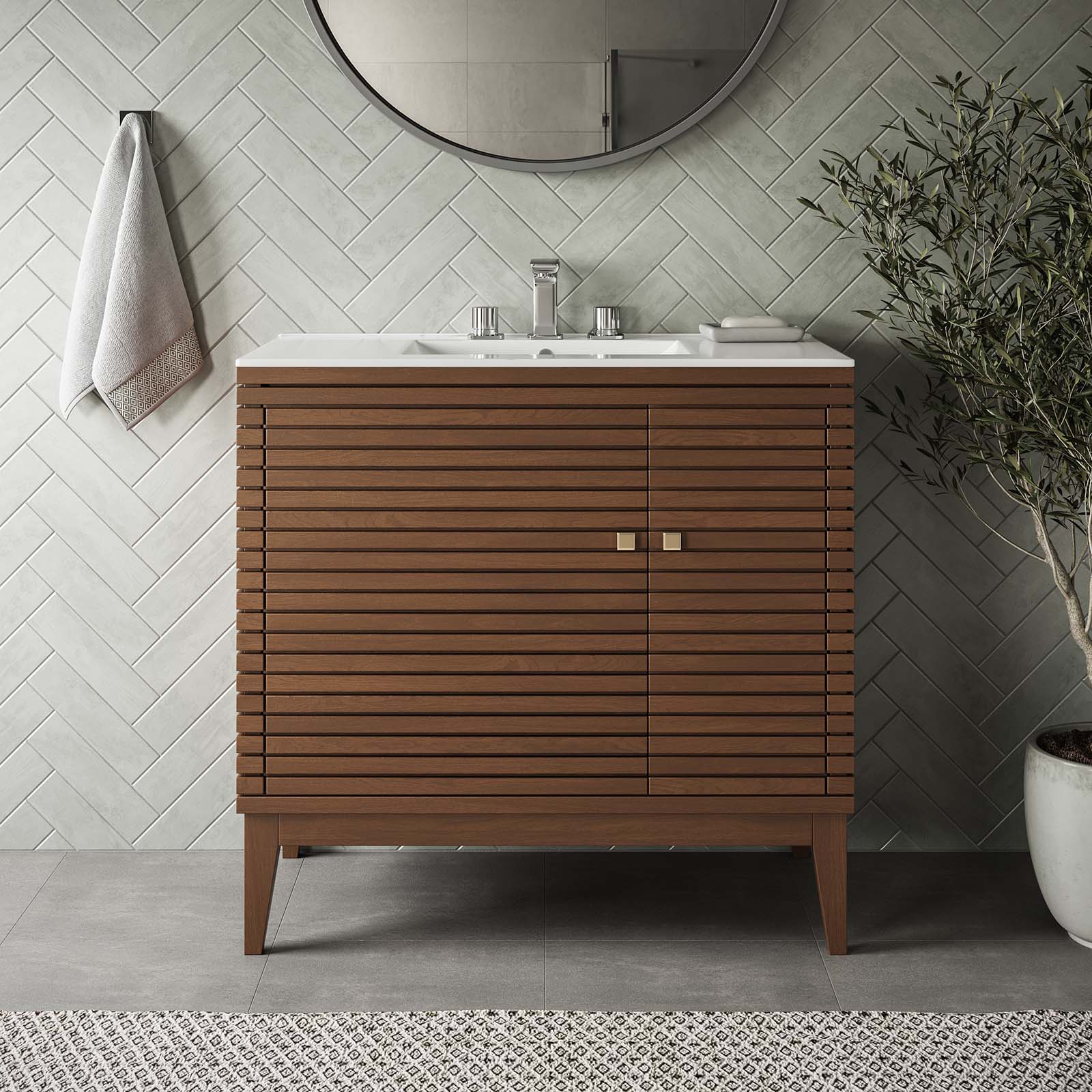Ledger 36" Wood Bathroom Vanity Cabinet (Sink Basin Not Included)