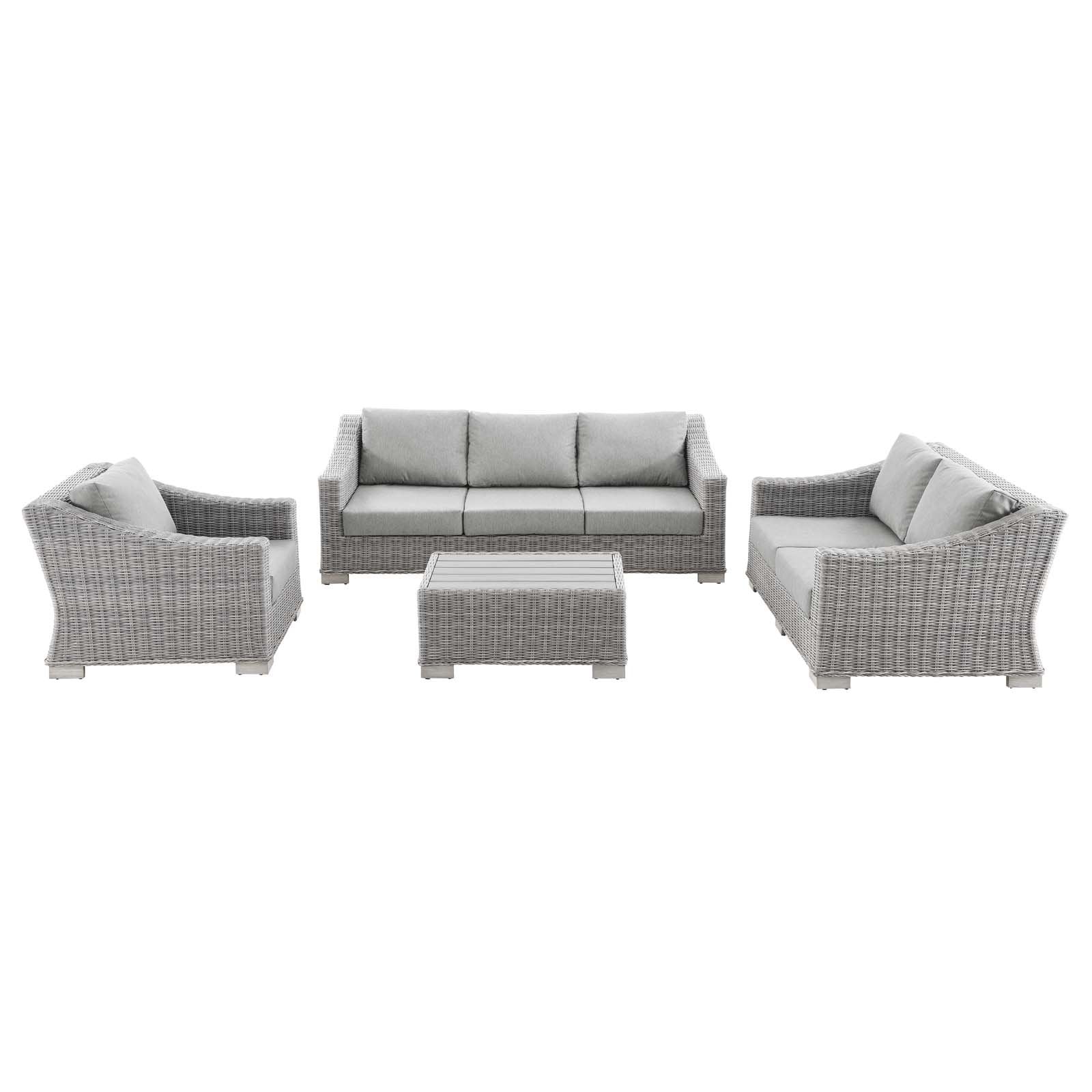 Conway 4-Piece Outdoor Patio Wicker Rattan Furniture Set - East Shore Modern Home Furnishings