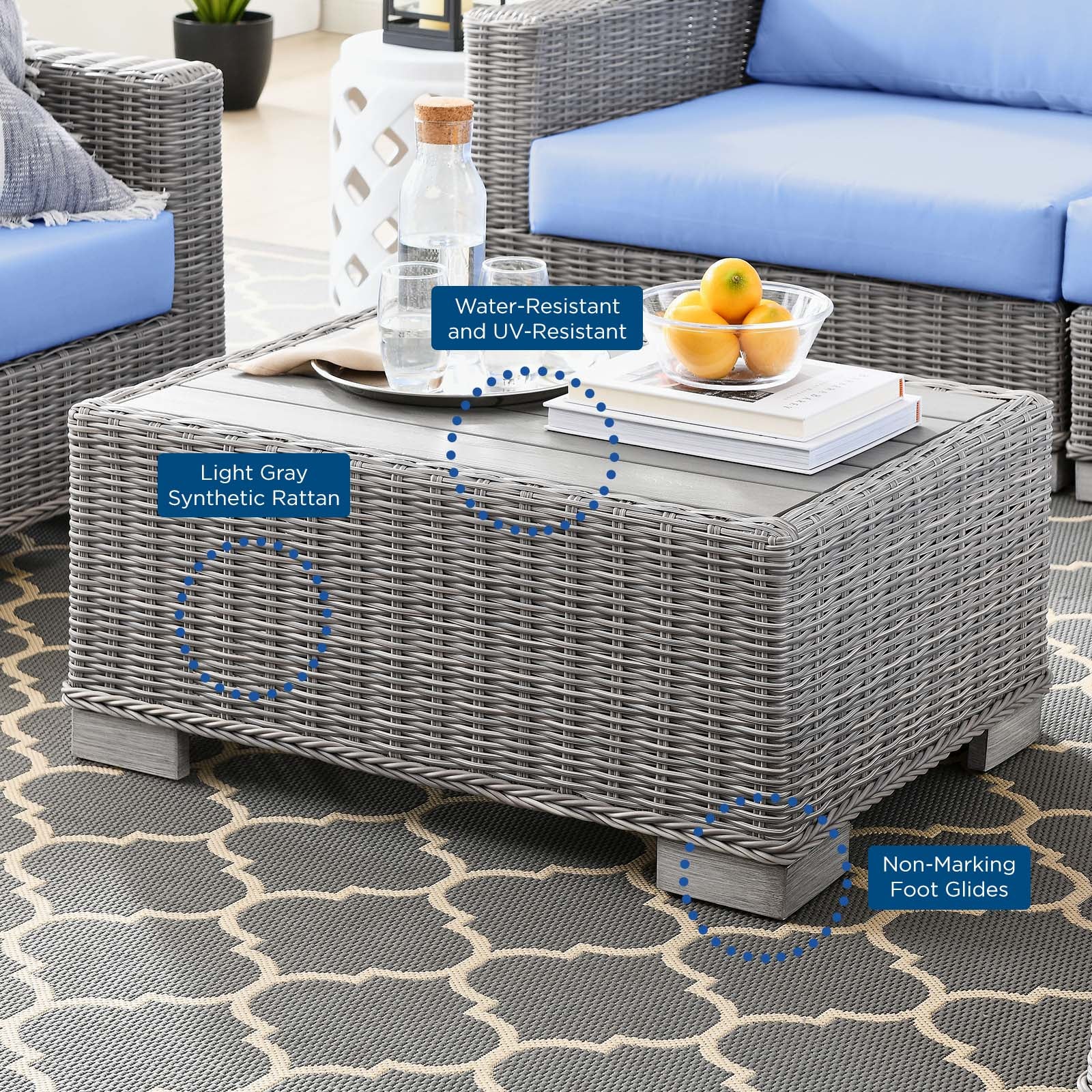 Conway 4-Piece Outdoor Patio Wicker Rattan Furniture Set - East Shore Modern Home Furnishings