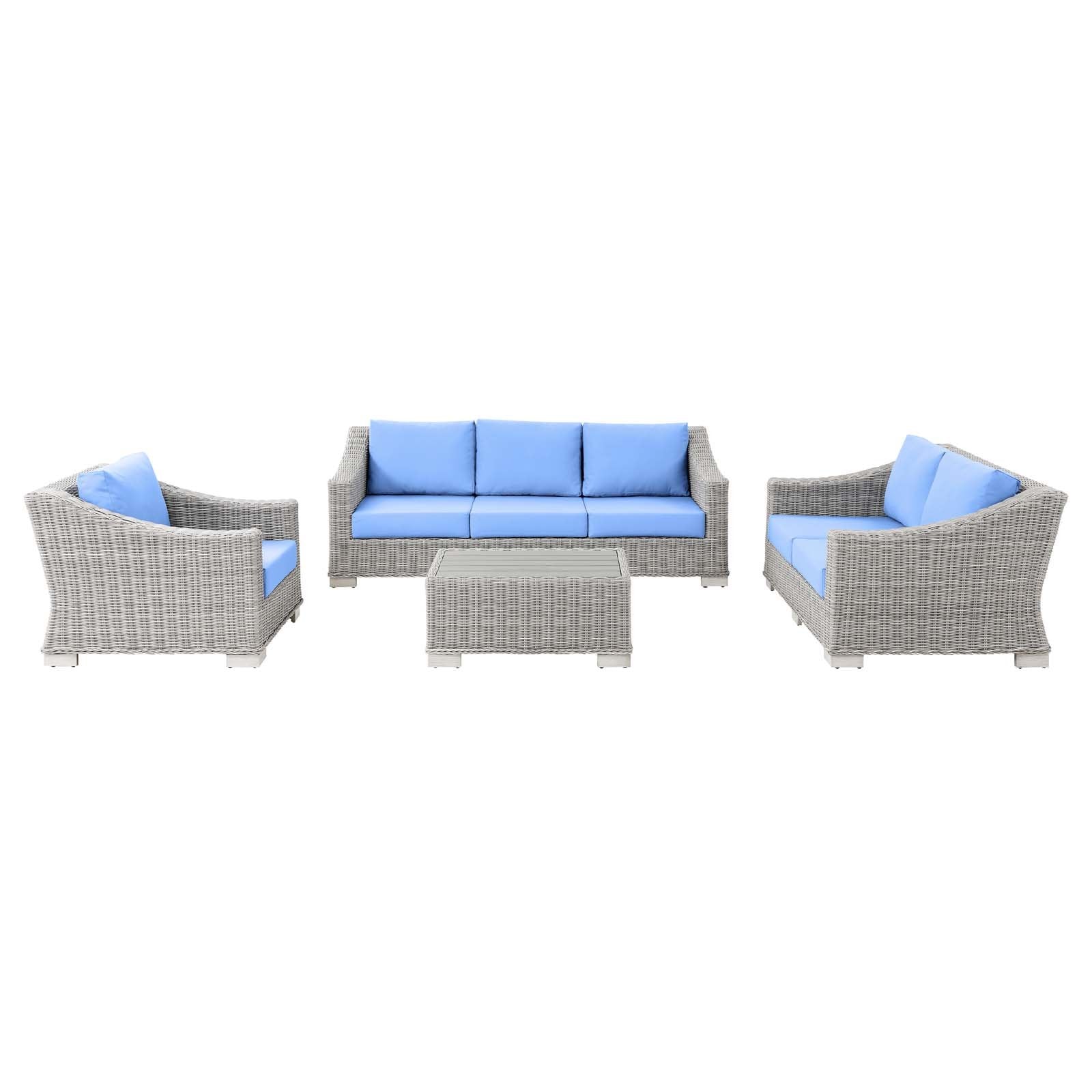 Conway 4-Piece Outdoor Patio Wicker Rattan Furniture Set - East Shore Modern Home Furnishings