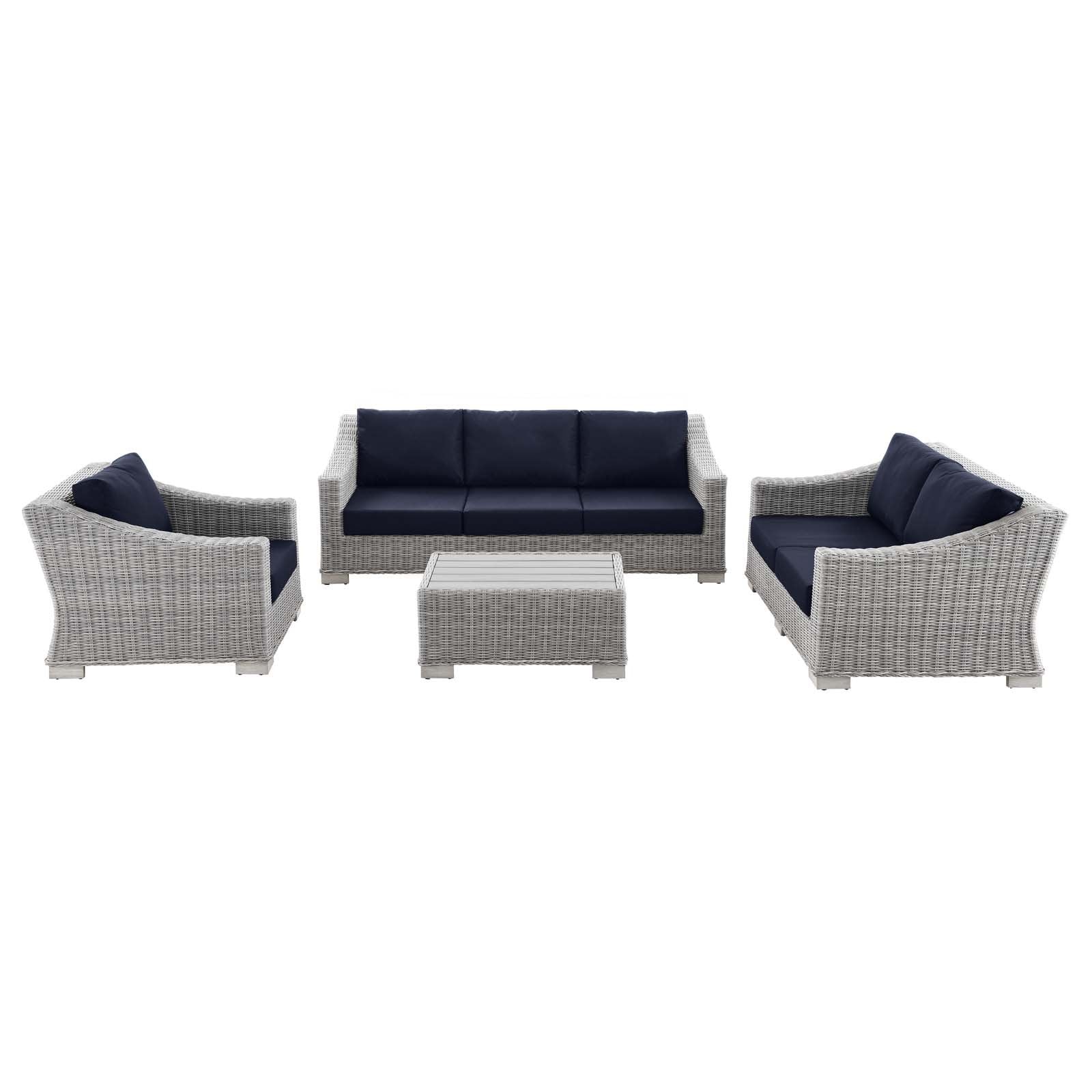 Conway 4-Piece Outdoor Patio Wicker Rattan Furniture Set - East Shore Modern Home Furnishings