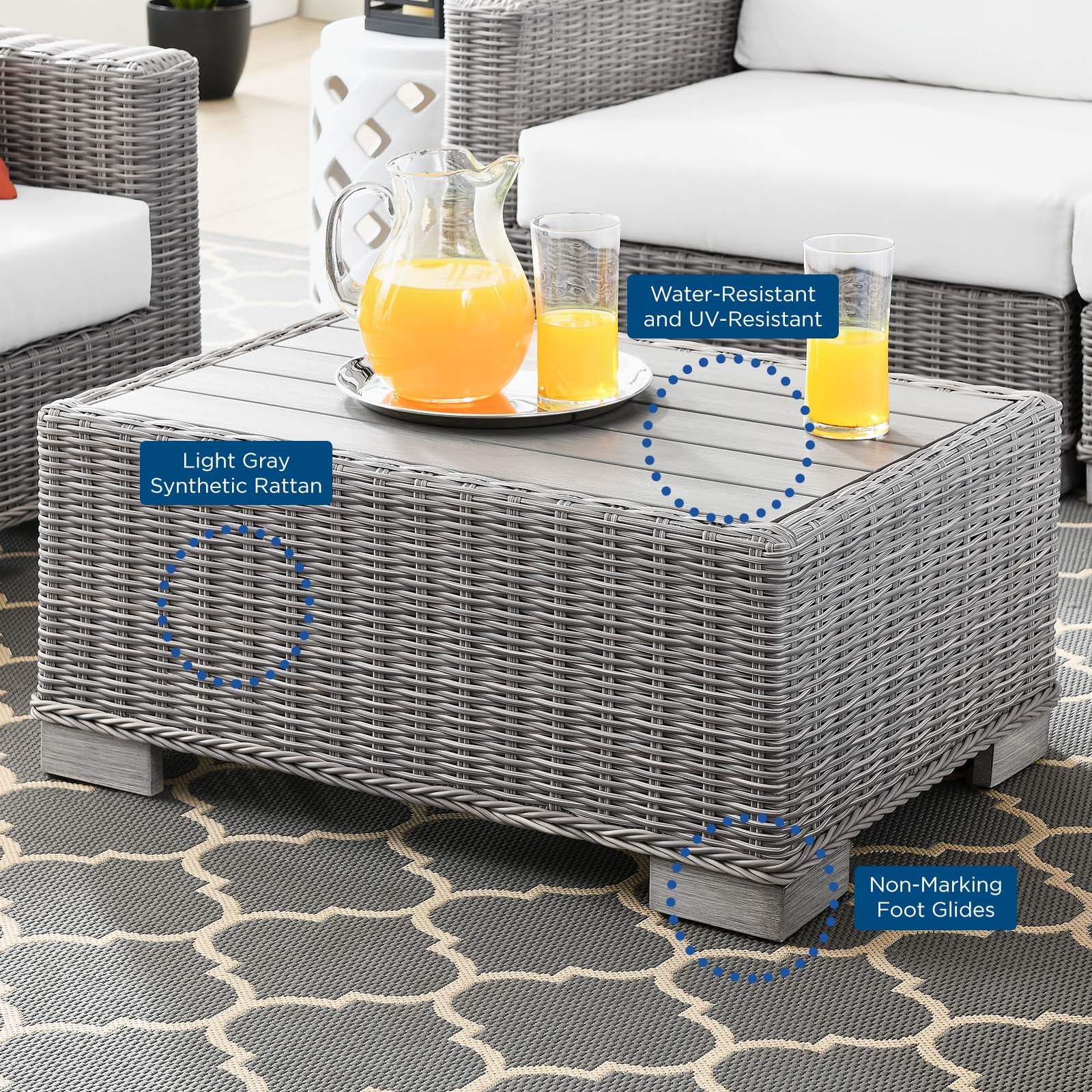 Conway 4-Piece Outdoor Patio Wicker Rattan Furniture Set - East Shore Modern Home Furnishings