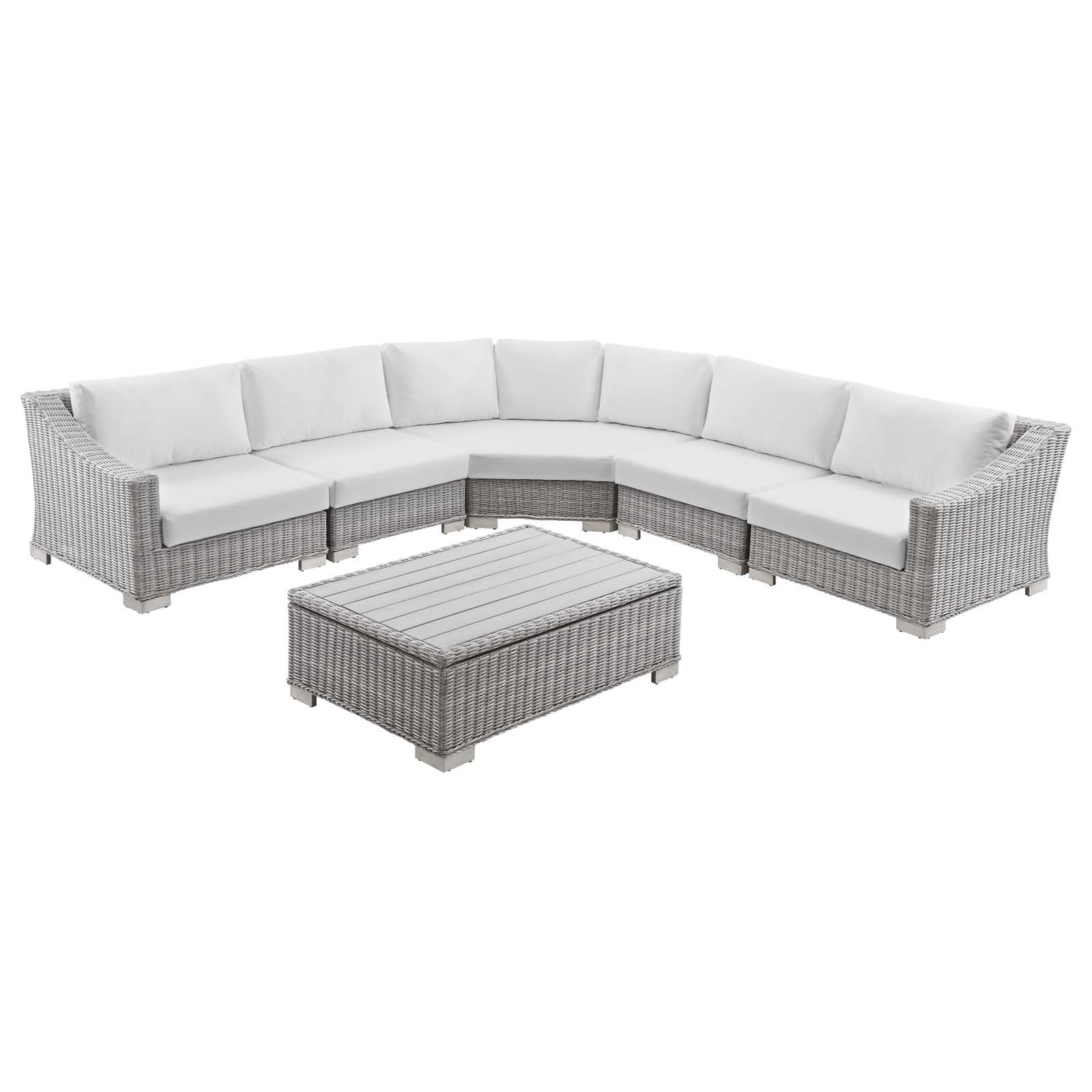 Conway Outdoor Patio Wicker Rattan 6-Piece Sectional Sofa Furniture Set - East Shore Modern Home Furnishings