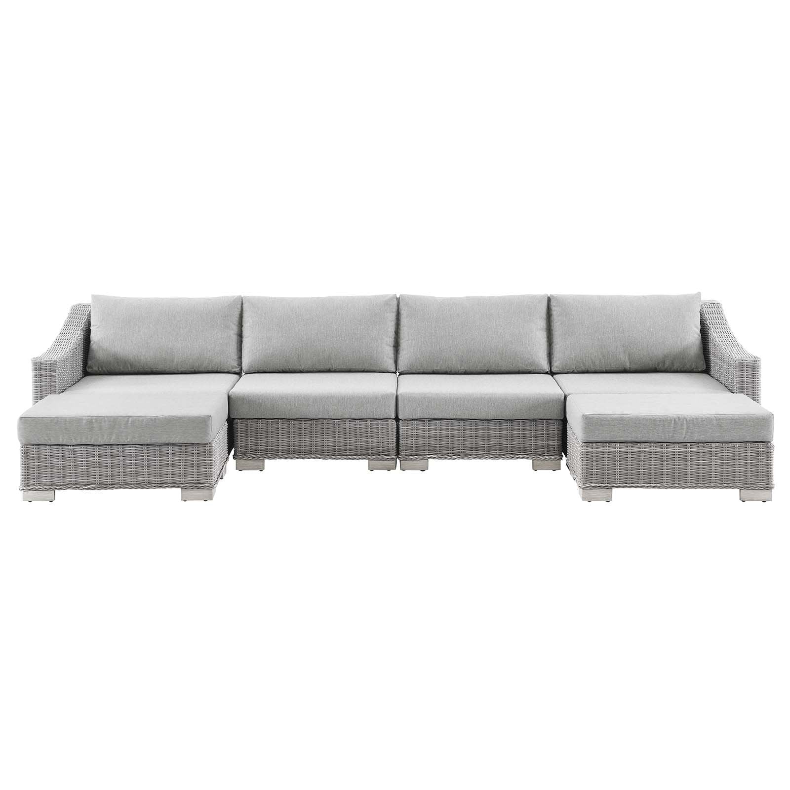 Conway Outdoor Patio Wicker Rattan 6-Piece Sectional Sofa Furniture Set - East Shore Modern Home Furnishings