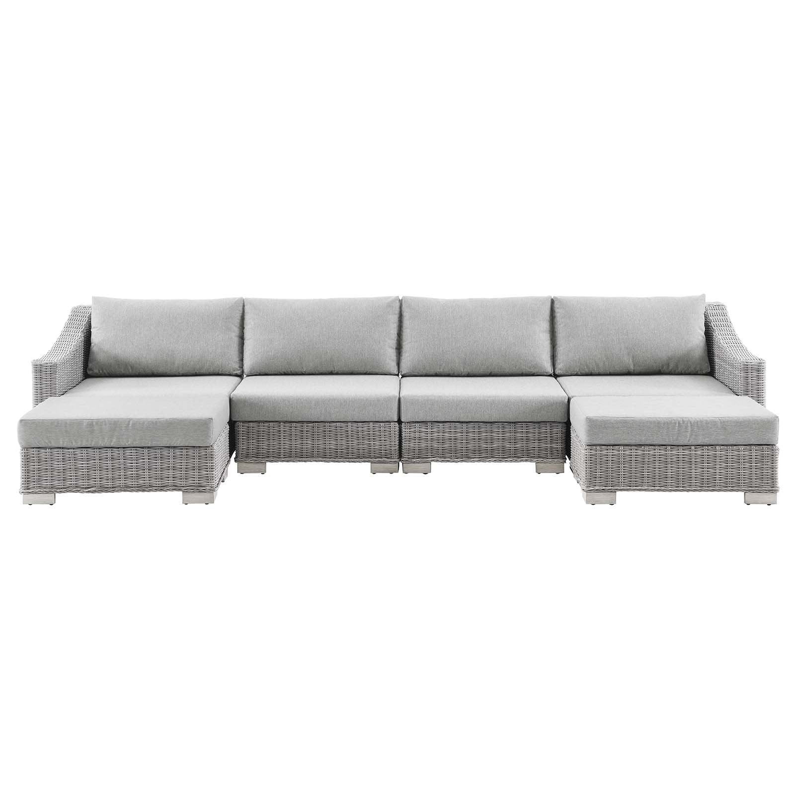 Conway Outdoor Patio Wicker Rattan 6-Piece Sectional Sofa Furniture Set