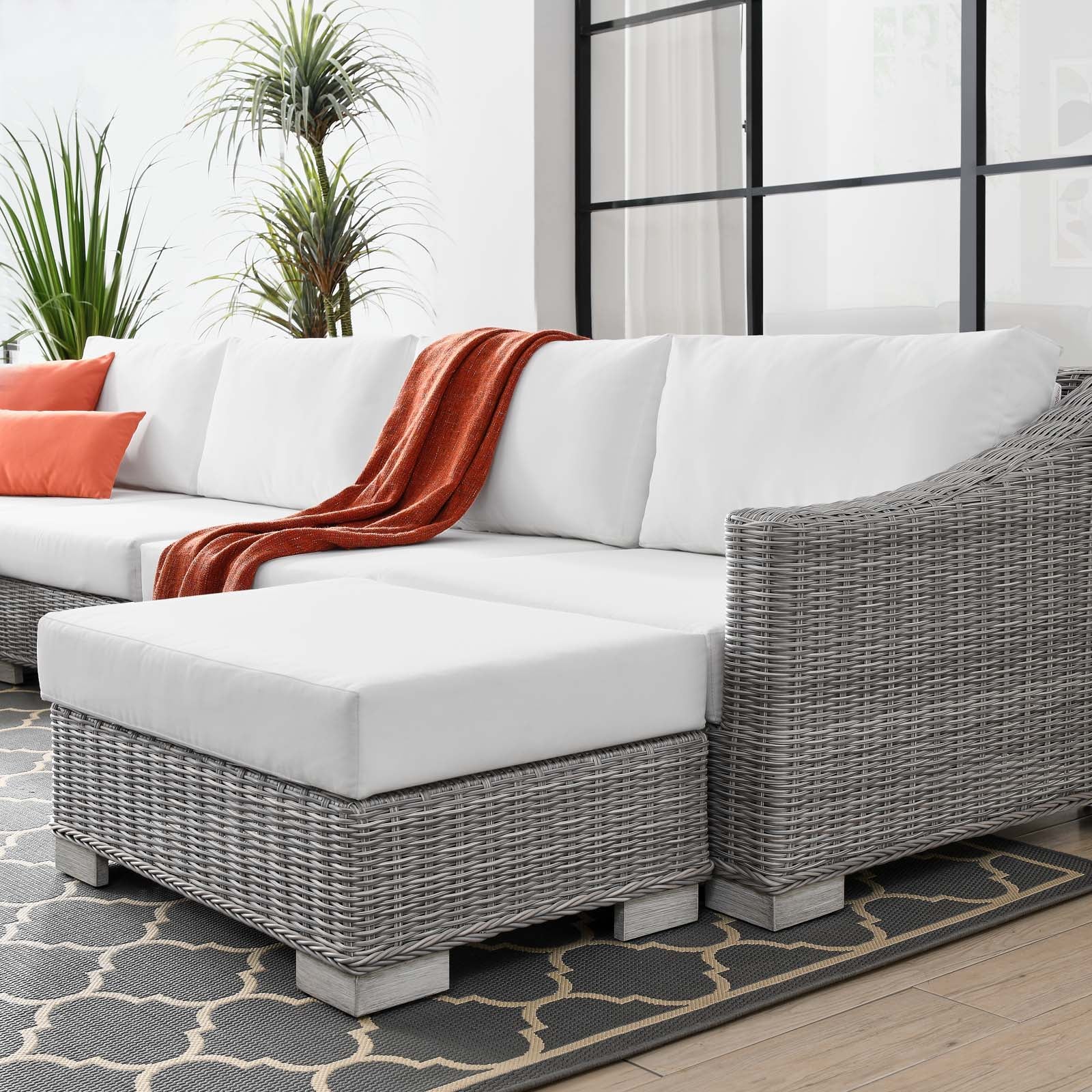 Conway Outdoor Patio Wicker Rattan 6-Piece Sectional Sofa Furniture Set