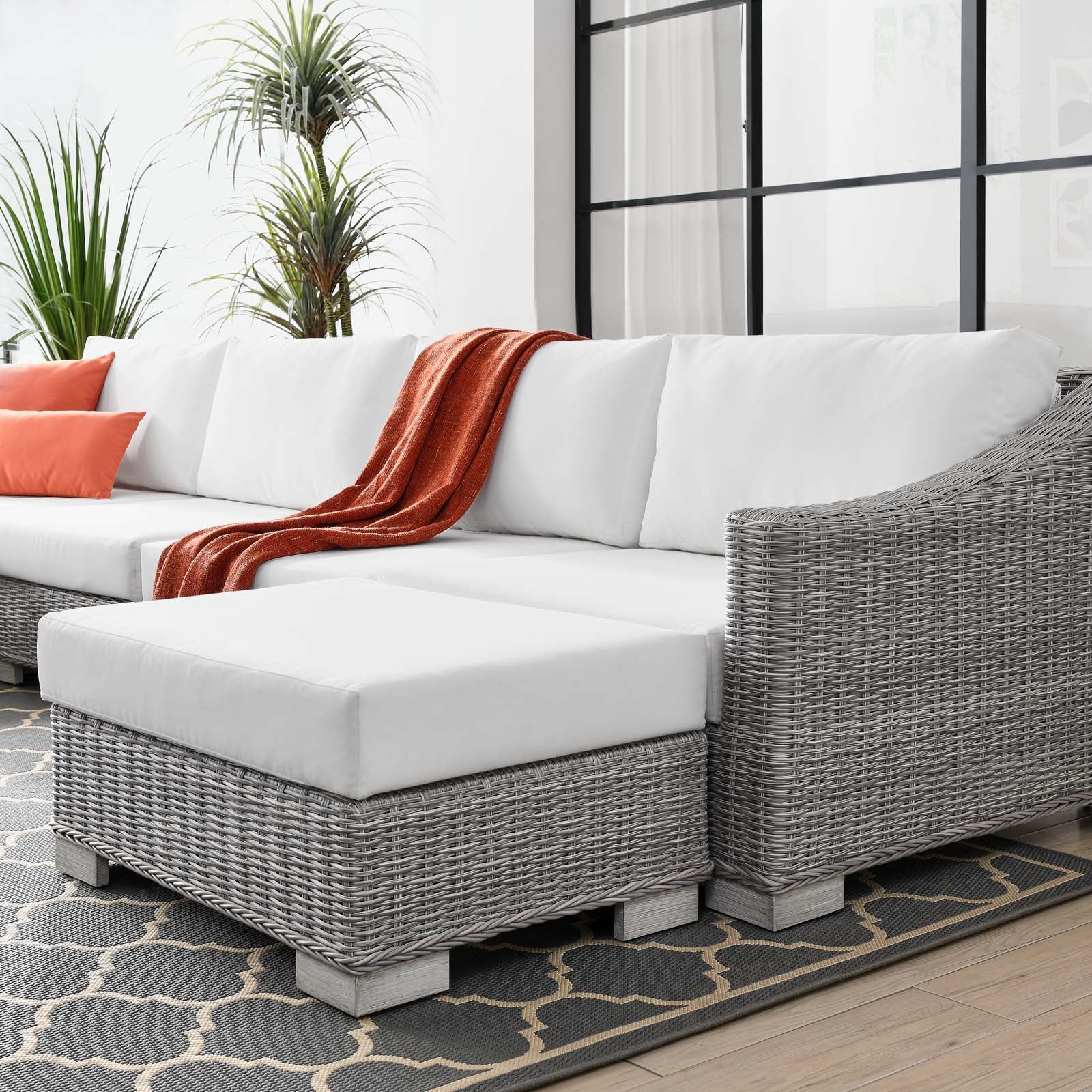 Conway Outdoor Patio Wicker Rattan 6-Piece Sectional Sofa Furniture Set - East Shore Modern Home Furnishings