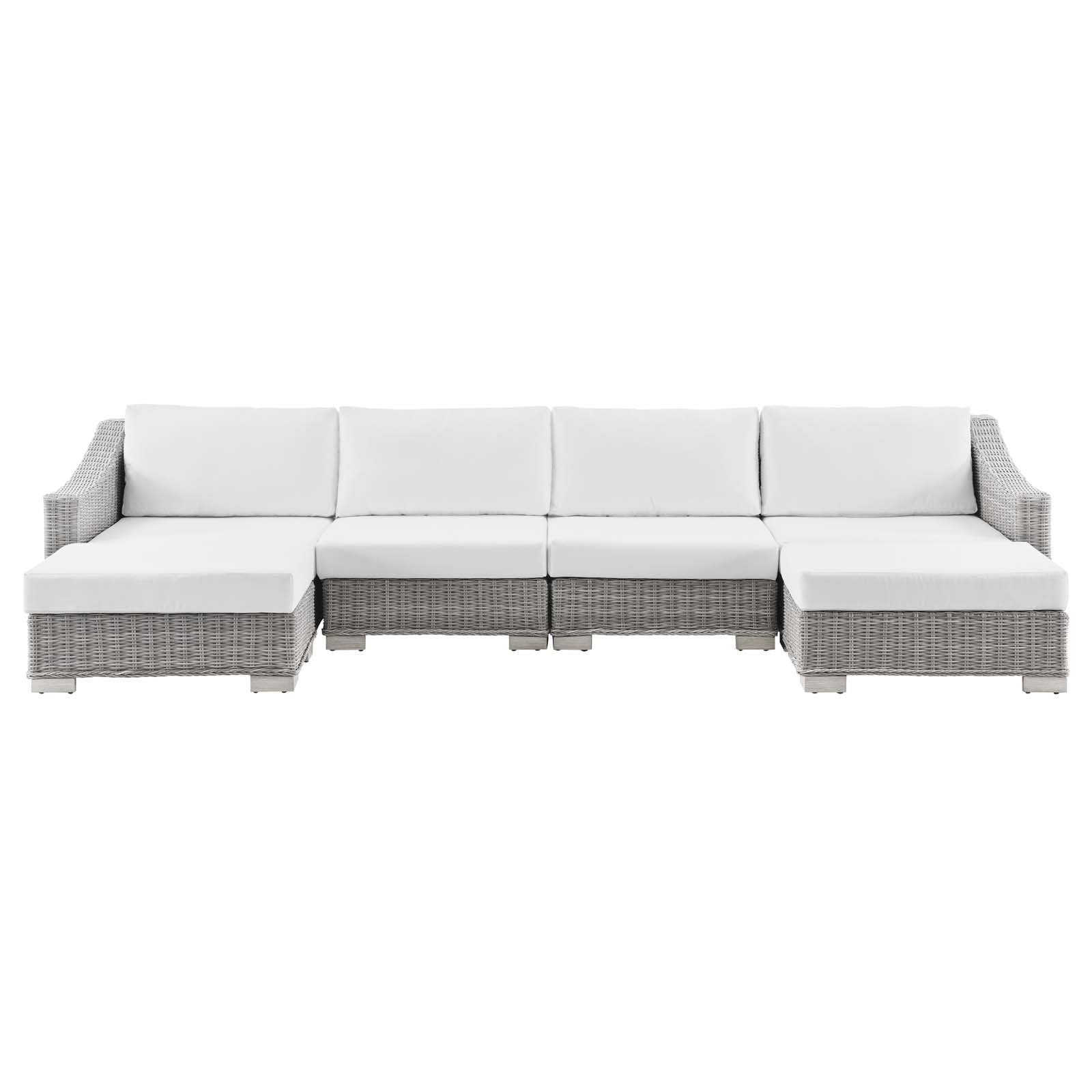 Conway Outdoor Patio Wicker Rattan 6-Piece Sectional Sofa Furniture Set - East Shore Modern Home Furnishings