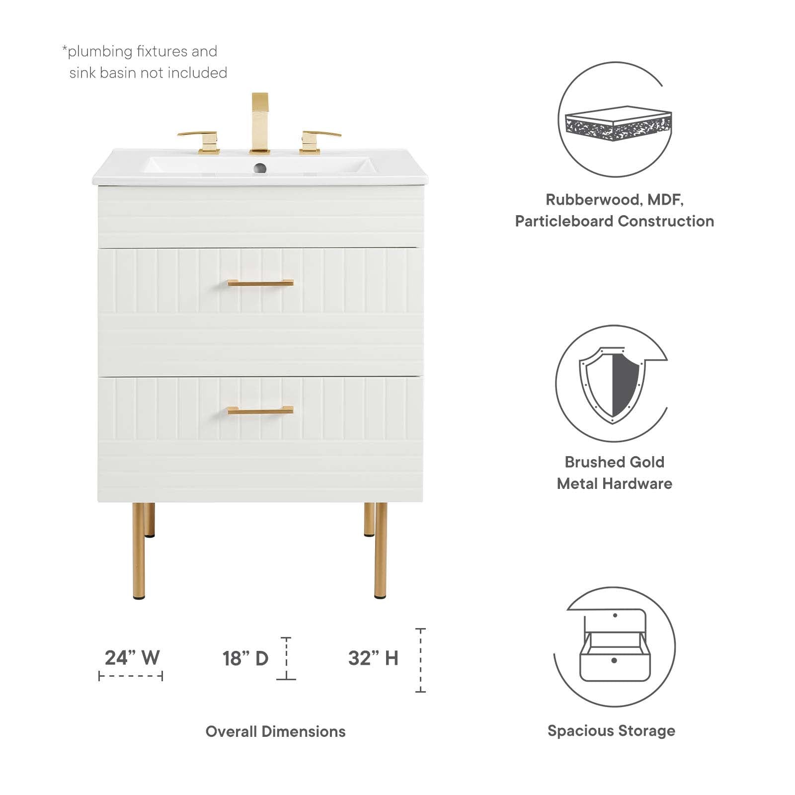 Daybreak 24" Bathroom Vanity Cabinet (Sink Basin Not Included) - East Shore Modern Home Furnishings