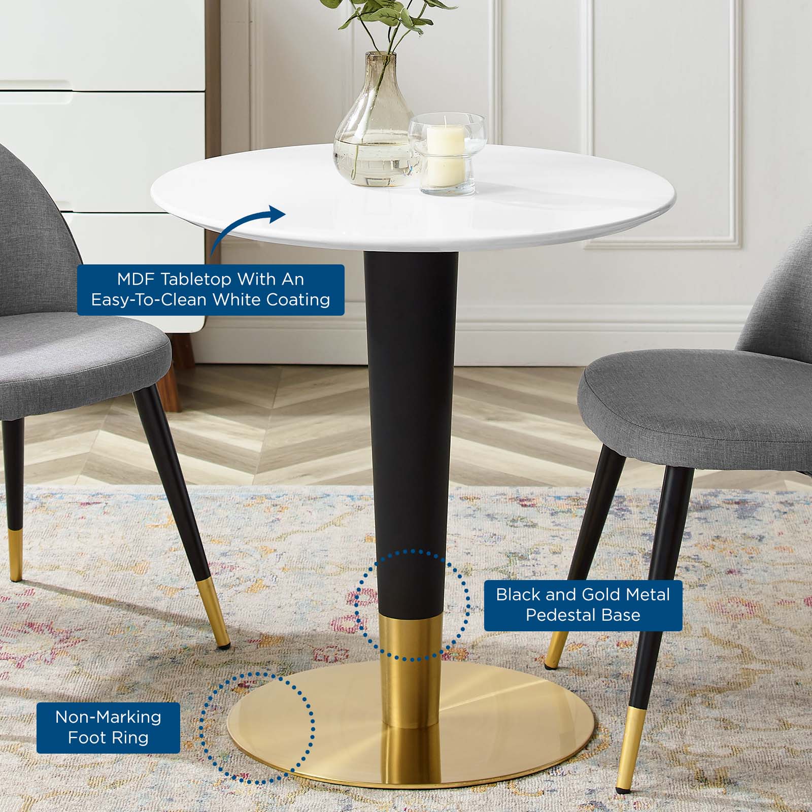 Zinque 28" Dining Table - East Shore Modern Home Furnishings