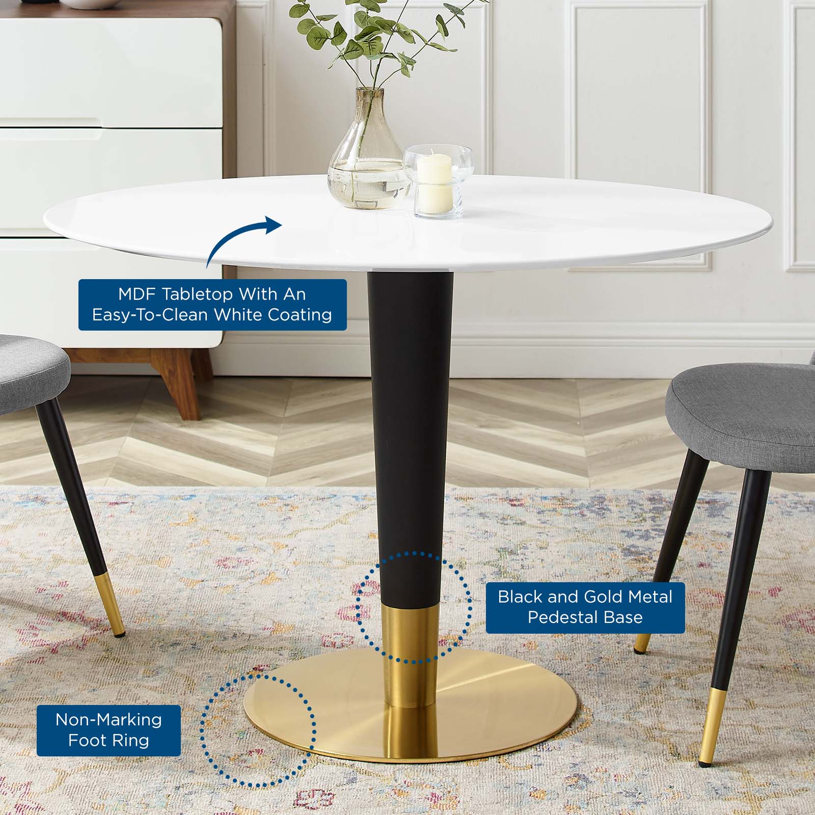 Zinque 42" Oval Dining Table - East Shore Modern Home Furnishings