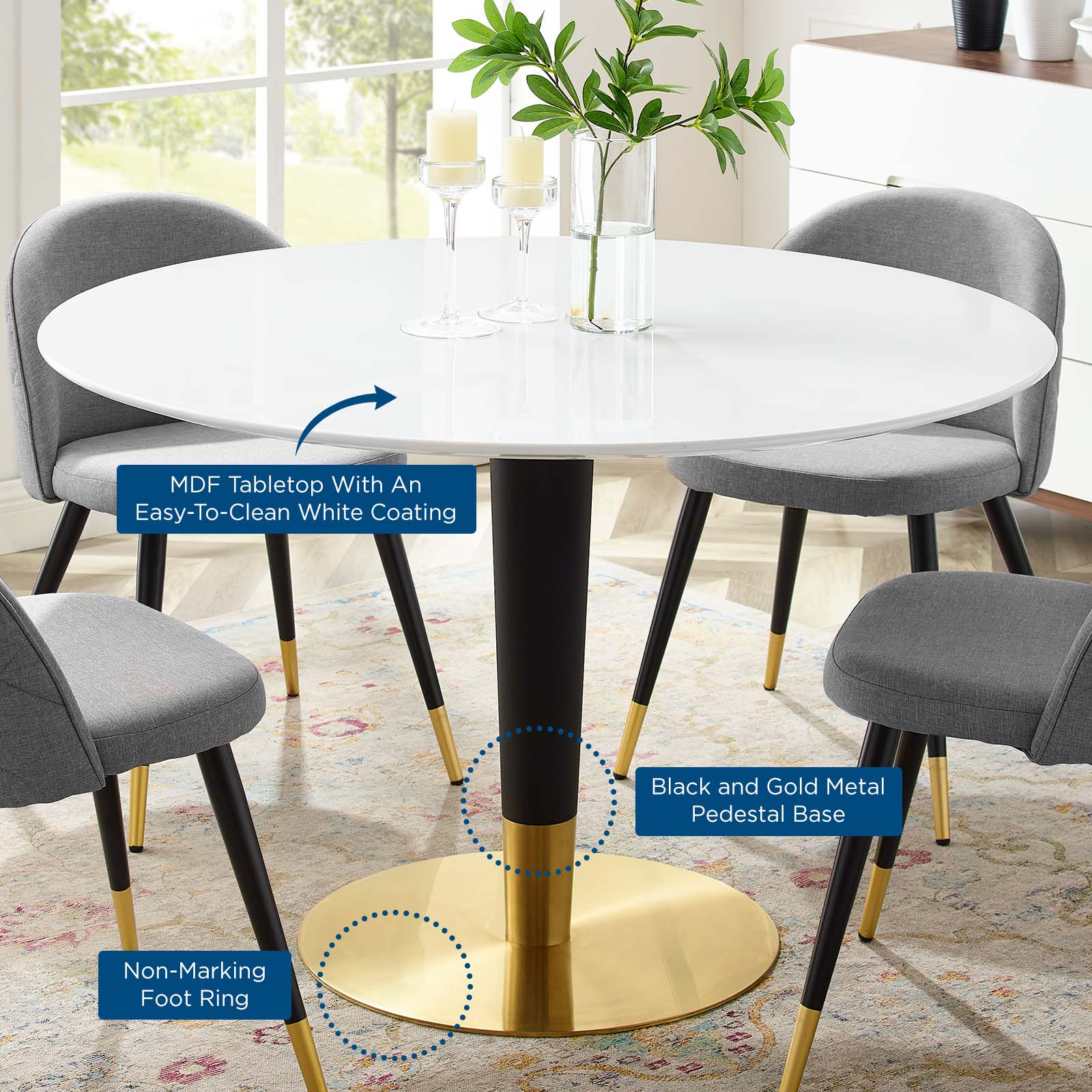 Zinque 47" Dining Table - East Shore Modern Home Furnishings