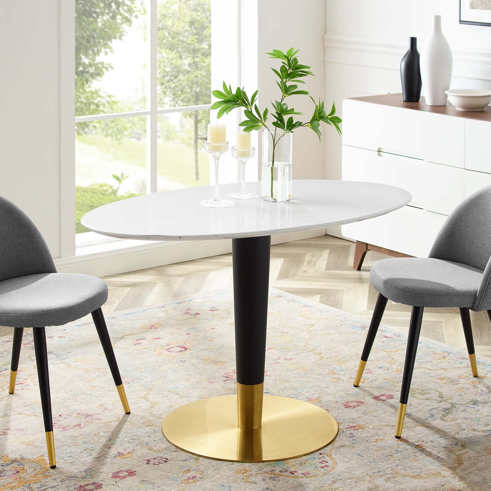 Zinque 48" Oval Dining Table - East Shore Modern Home Furnishings