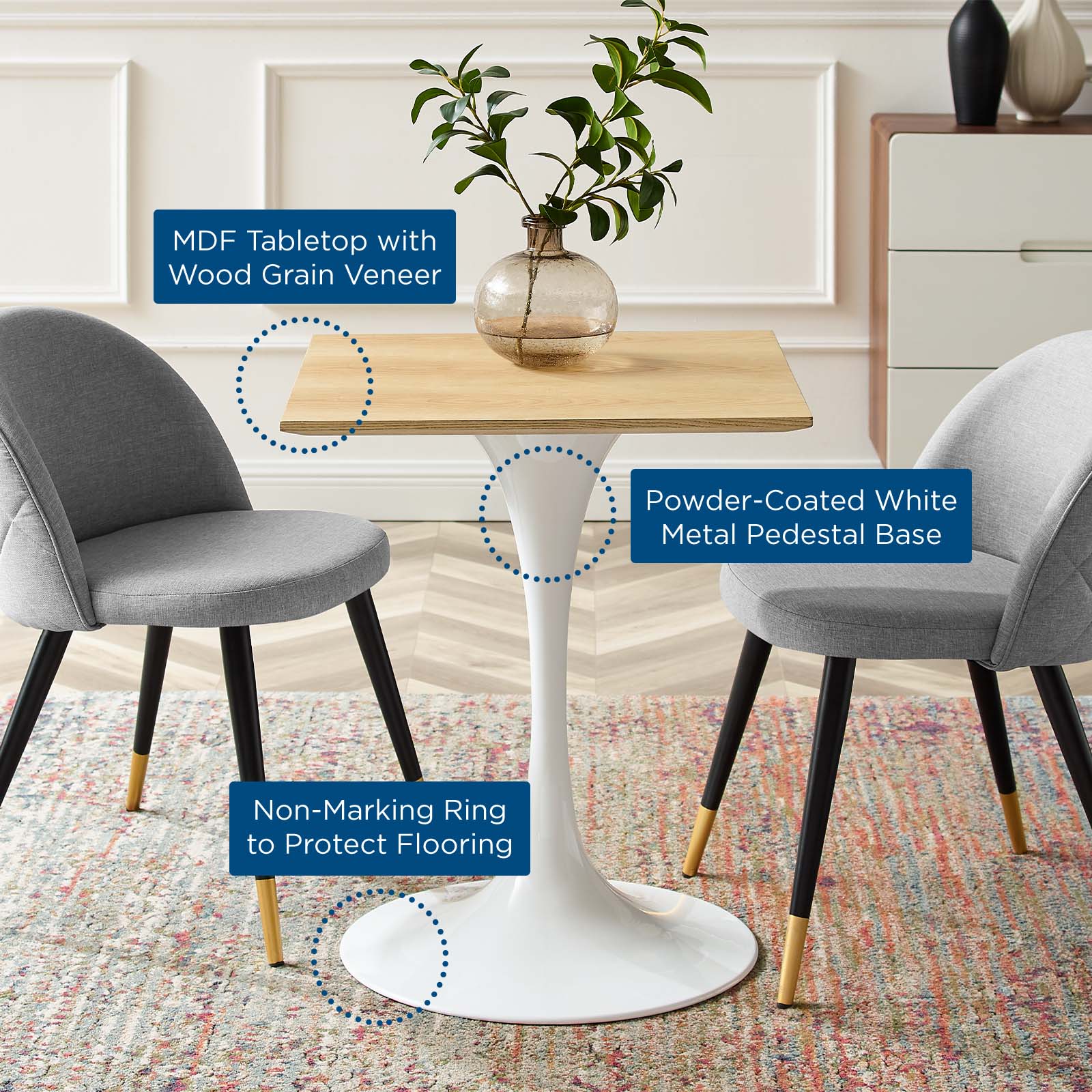 Lippa 24" Square Dining Table