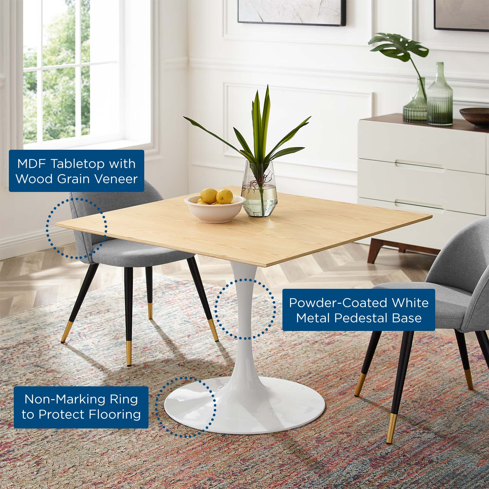 Lippa 40" Square Dining Table