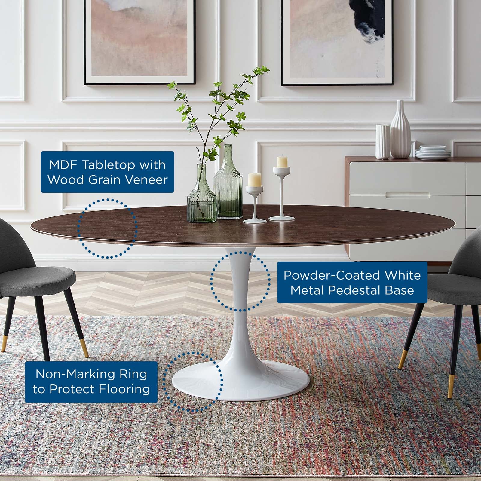 Lippa 78" Oval Dining Table - East Shore Modern Home Furnishings