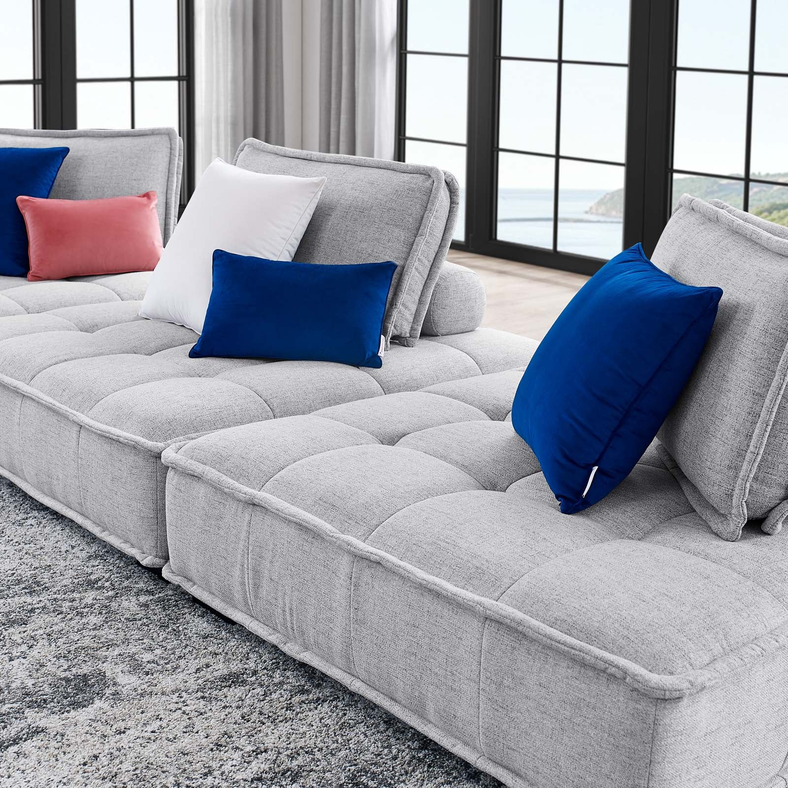 Saunter Tufted Fabric 3-Piece Sofa