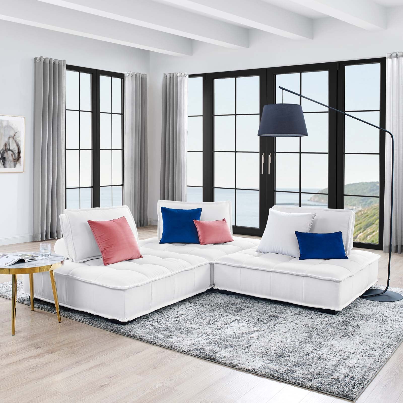 Saunter Tufted Fabric 3-Piece Sofa - East Shore Modern Home Furnishings
