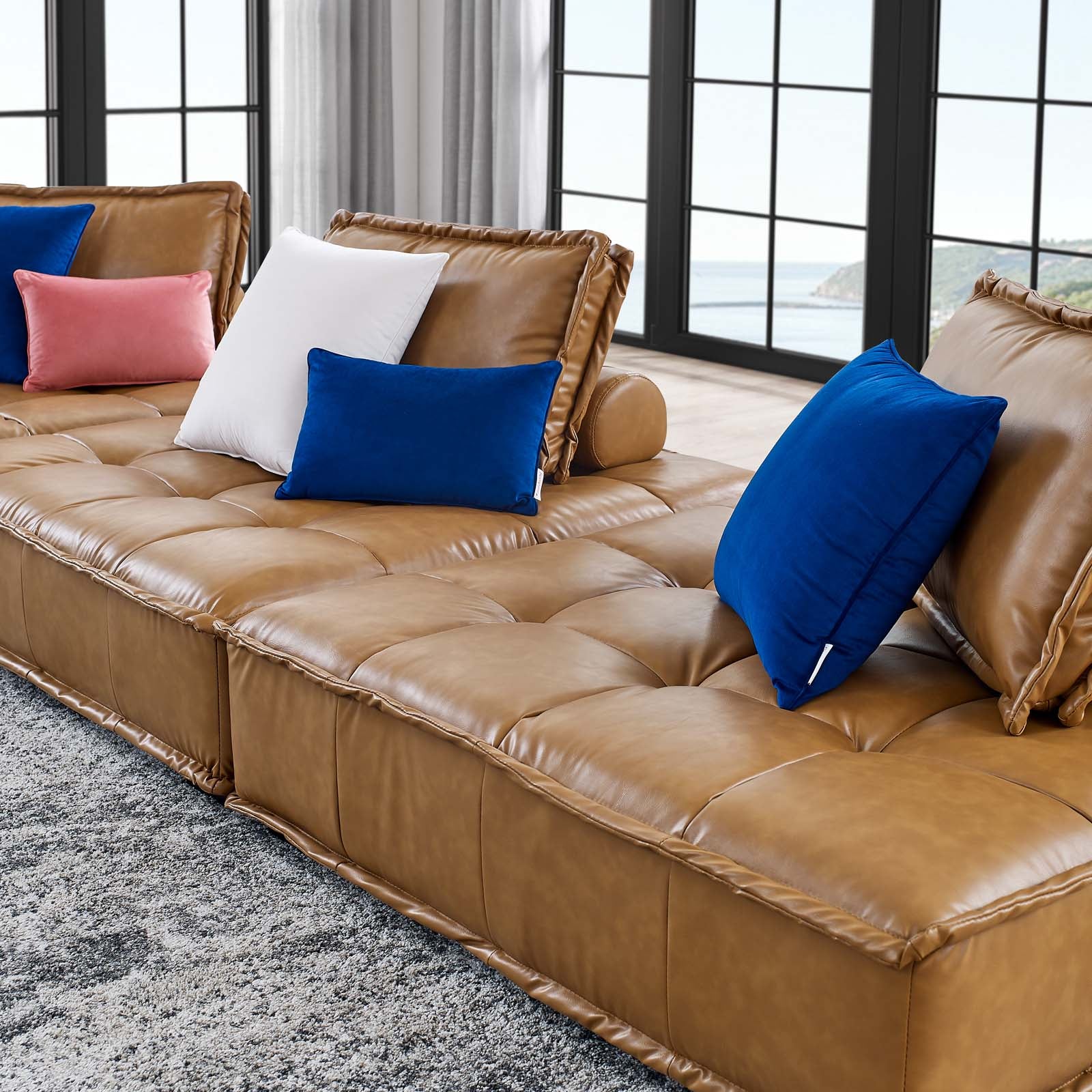 Saunter Tufted Vegan Leather 3-Piece Sofa
