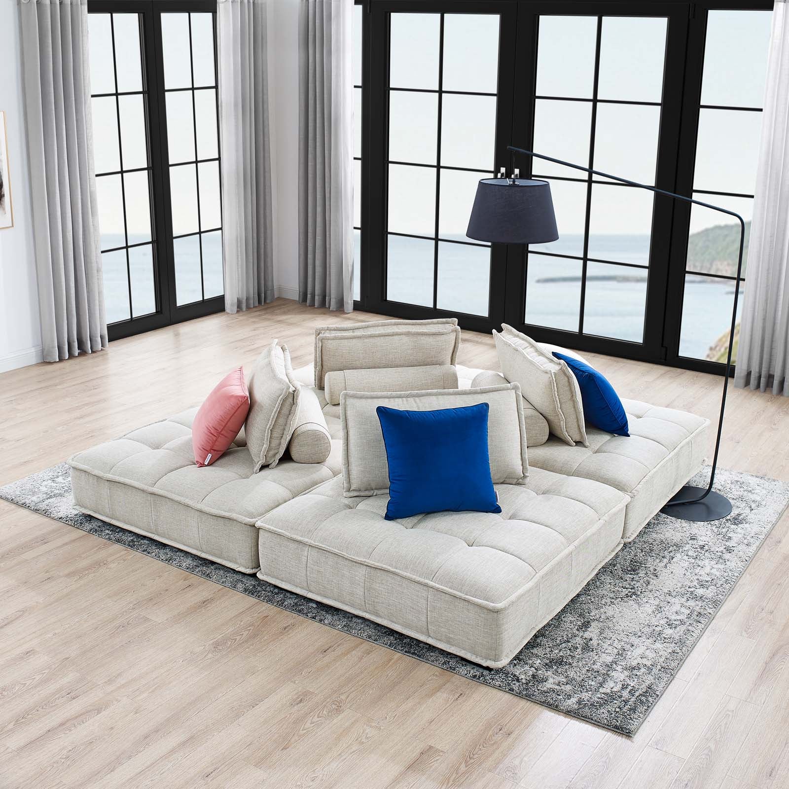 Saunter Tufted Fabric 4-Piece Sectional Sofa