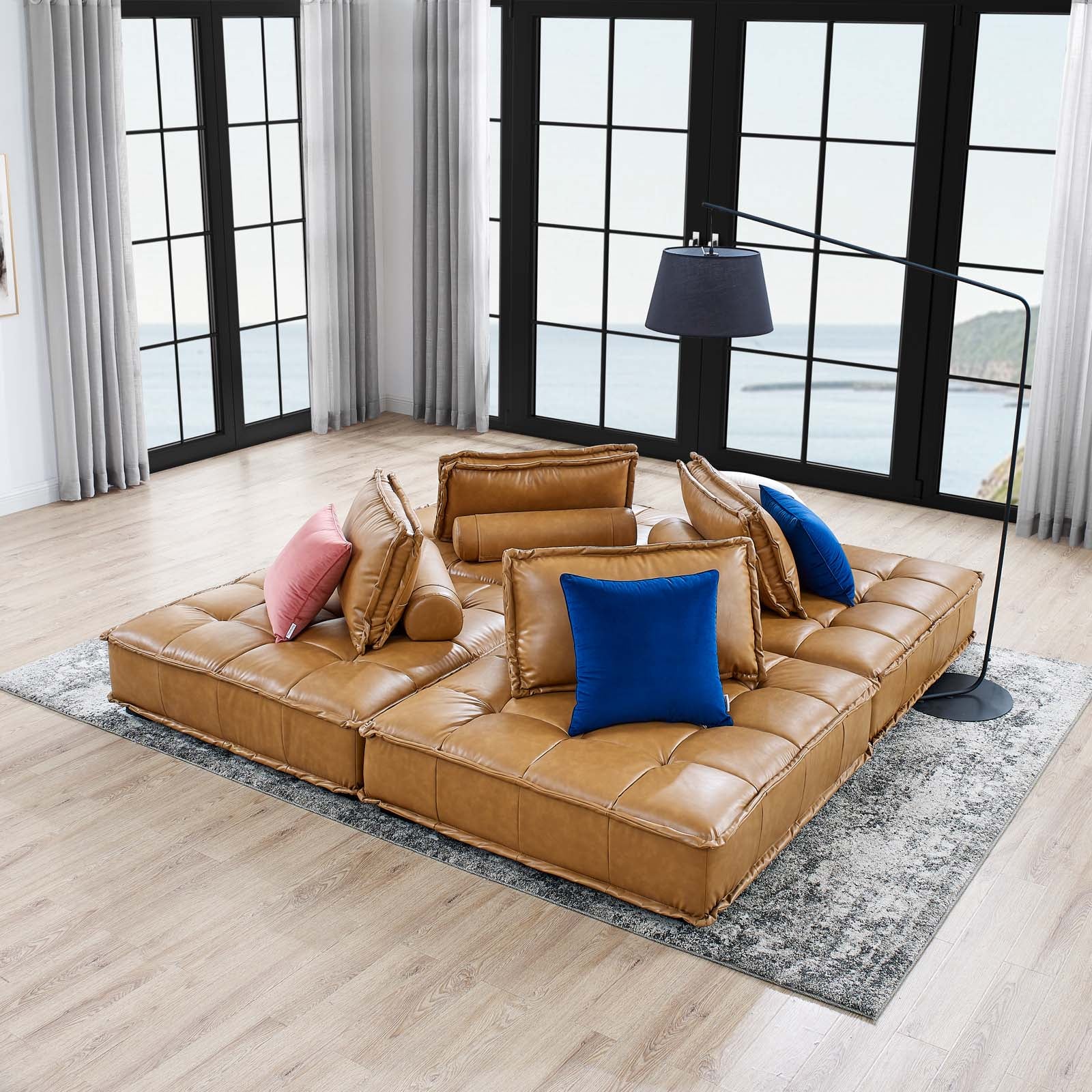 Saunter Tufted Vegan Leather 4-Piece Sectional Sofa