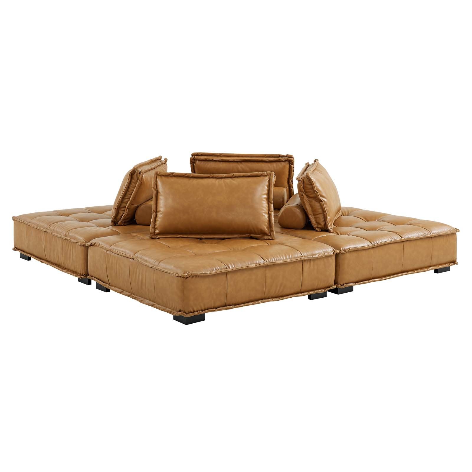 Saunter Tufted Vegan Leather 4-Piece Sectional Sofa
