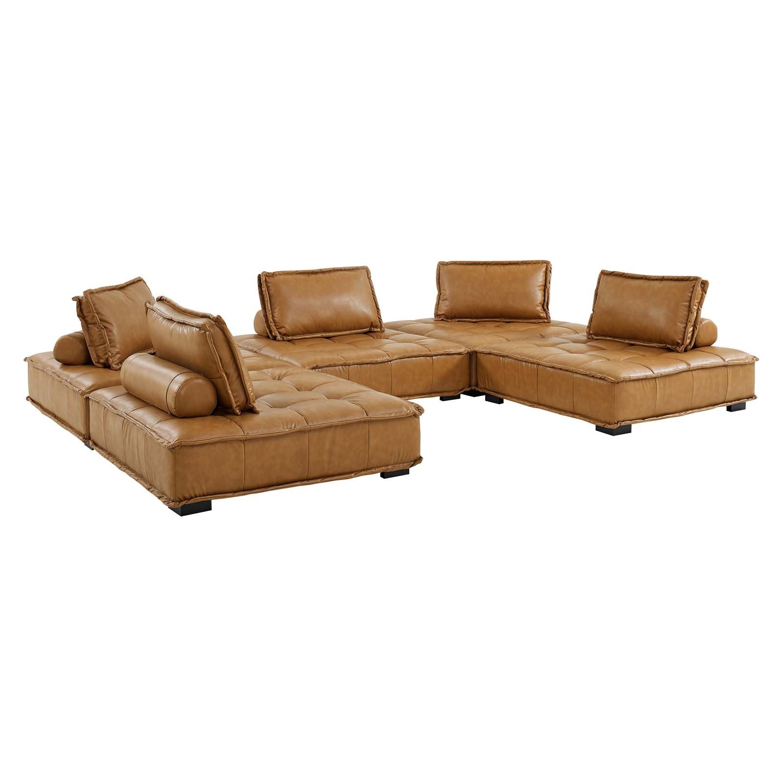 Saunter Tufted Vegan Leather 5-Piece Sectional Sofa