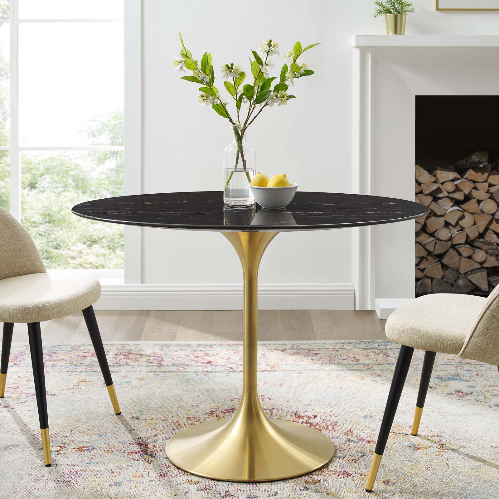 Lippa 42"  Oval Artificial Marble Dining Table - East Shore Modern Home Furnishings