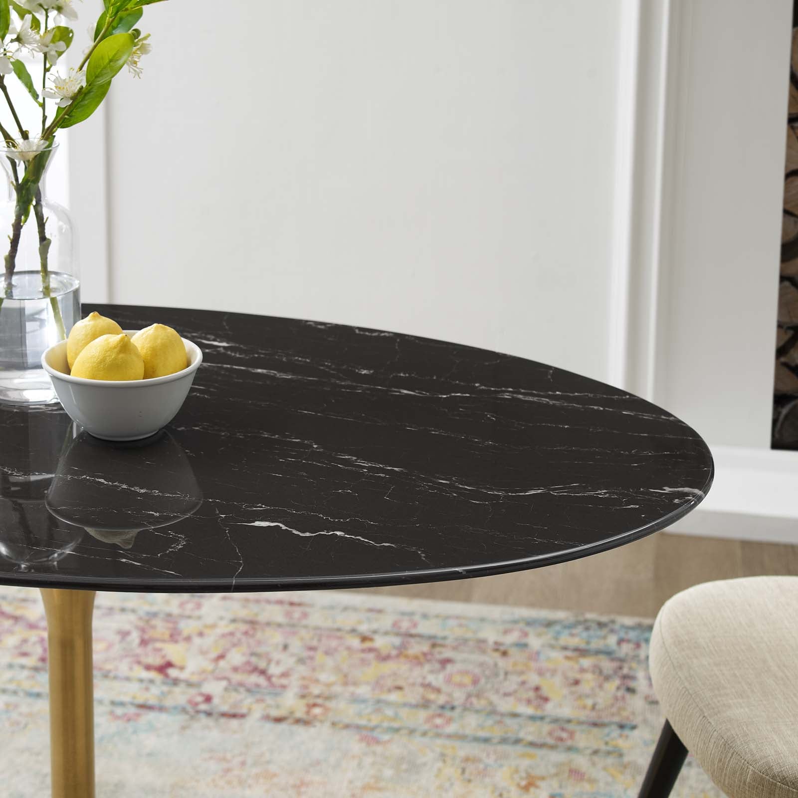 Lippa 48"  Oval Artificial Marble Dining Table