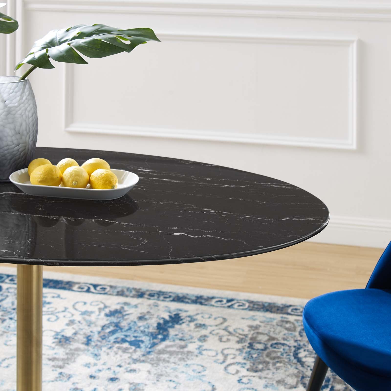 Lippa 54" Oval Artificial Marble Dining Table - East Shore Modern Home Furnishings