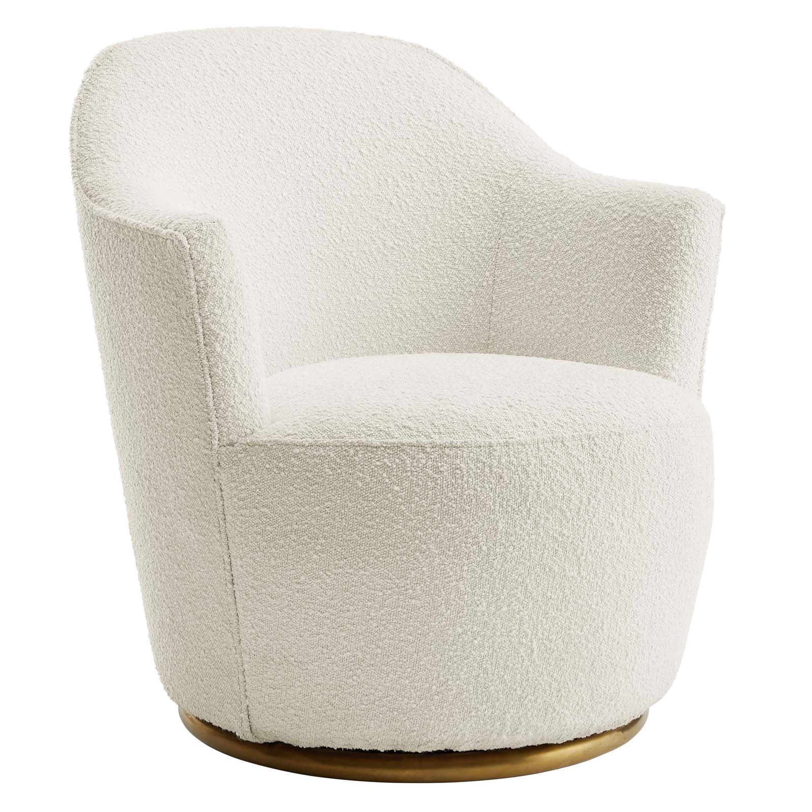 Nora Boucle Upholstered Swivel Chair - East Shore Modern Home Furnishings