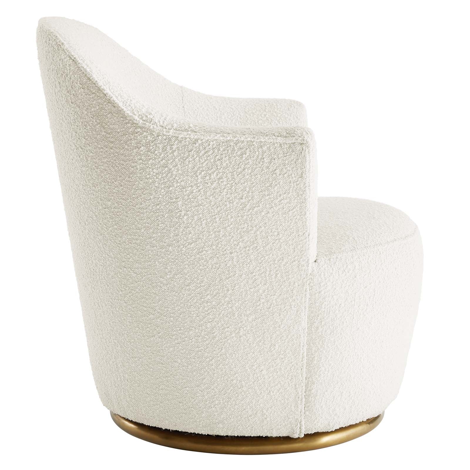 Nora Boucle Upholstered Swivel Chair - East Shore Modern Home Furnishings