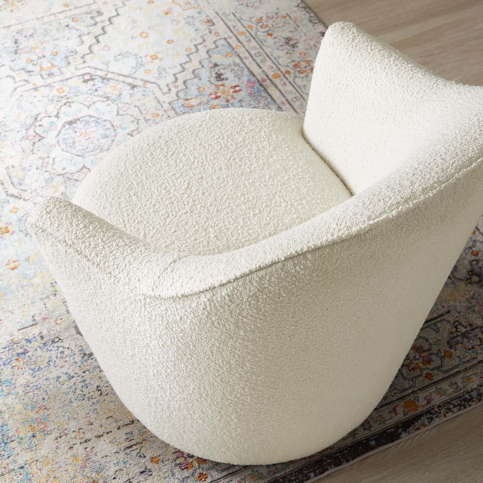 Nora Boucle Upholstered Swivel Chair - East Shore Modern Home Furnishings