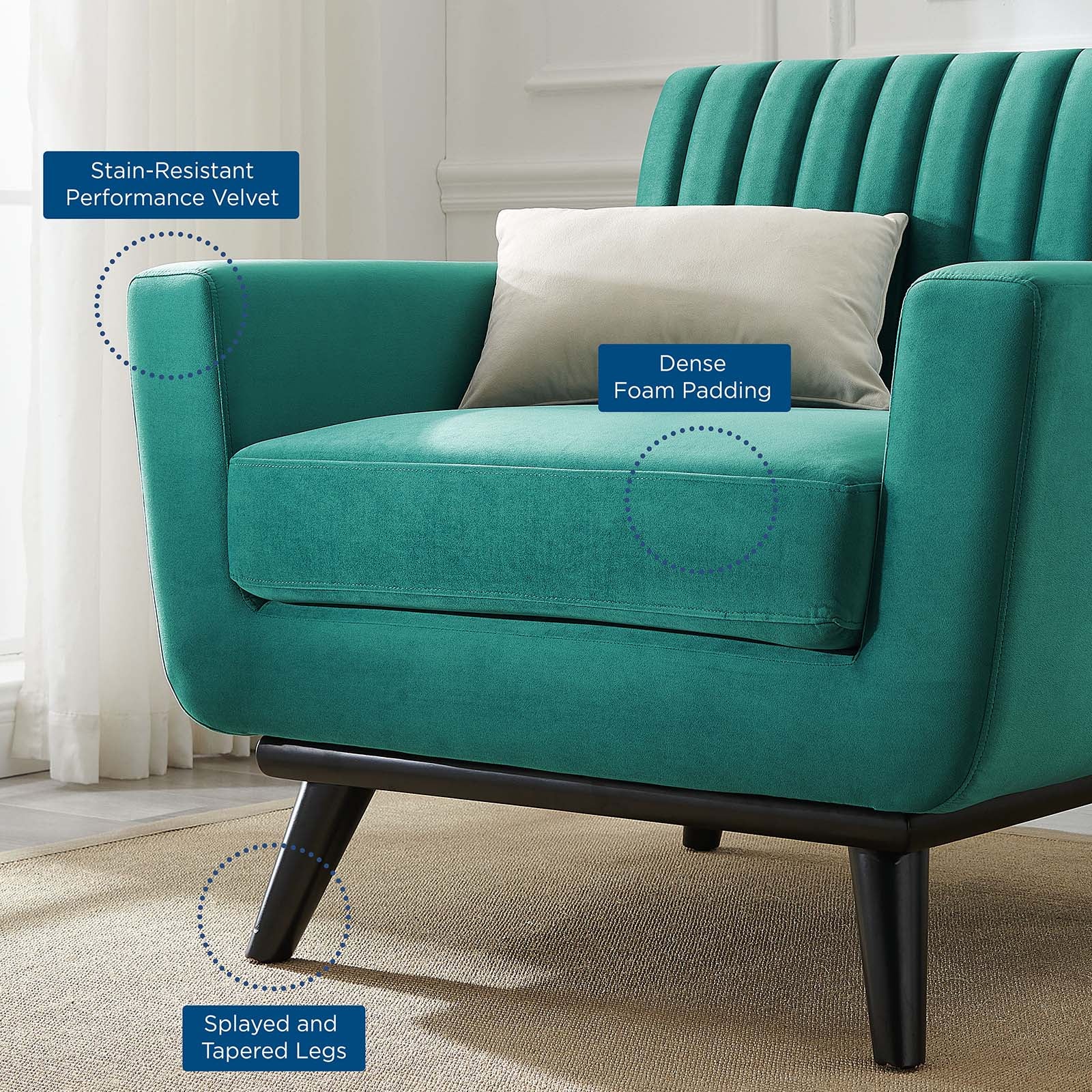 Engage Channel Tufted Performance Velvet Armchair