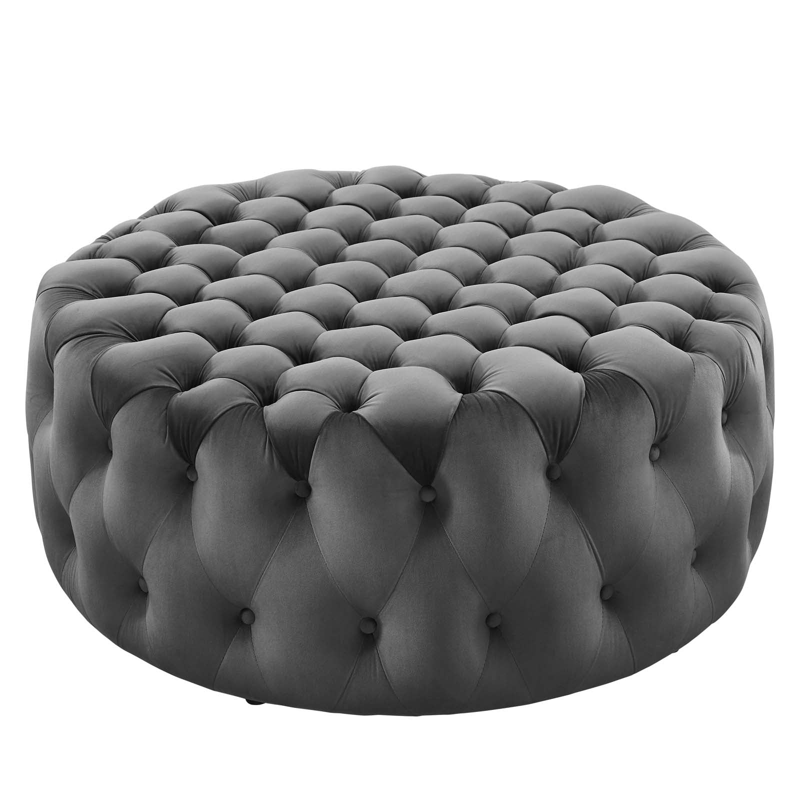 Amour Tufted Button Large Round Performance Velvet Ottoman - East Shore Modern Home Furnishings