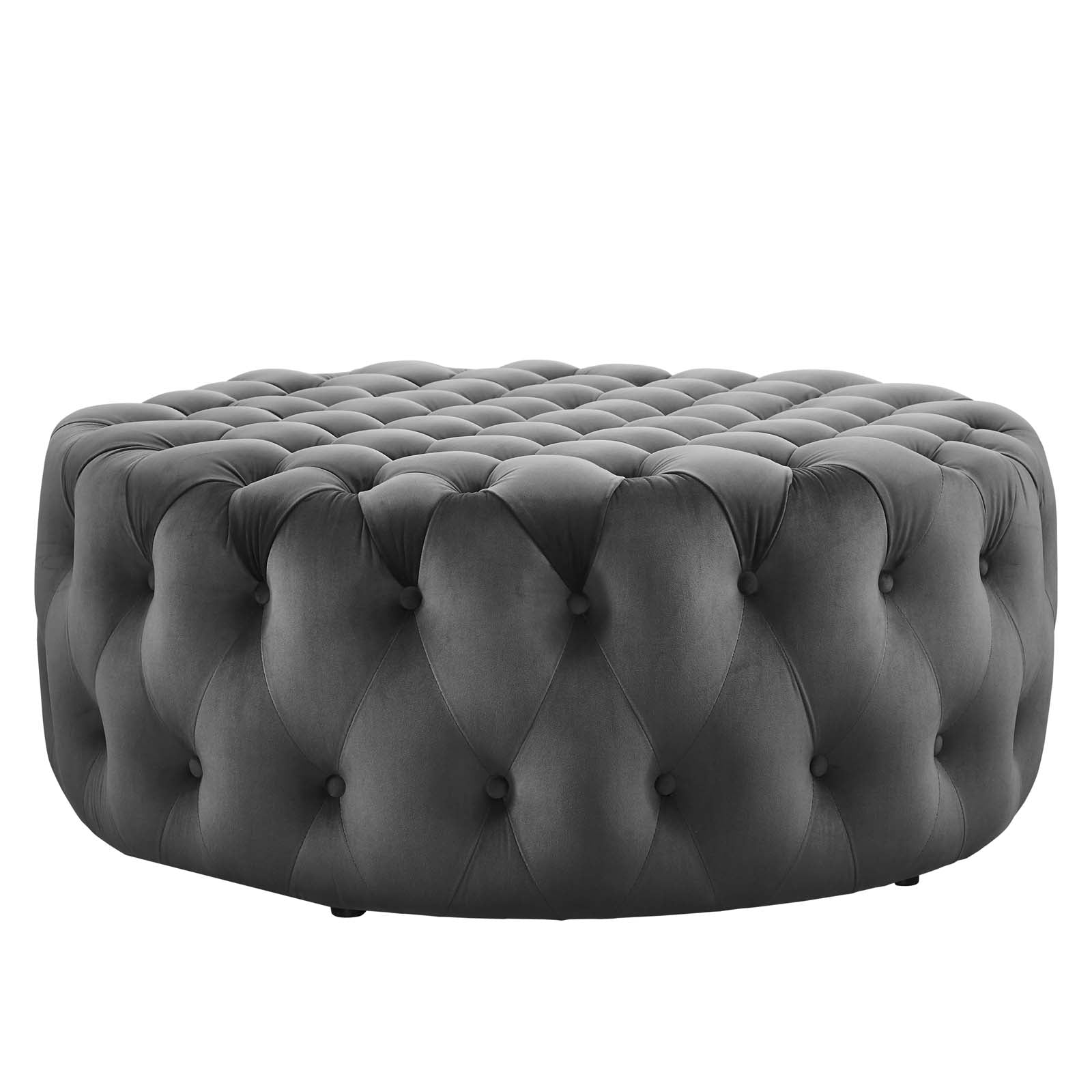 Amour Tufted Button Large Round Performance Velvet Ottoman - East Shore Modern Home Furnishings