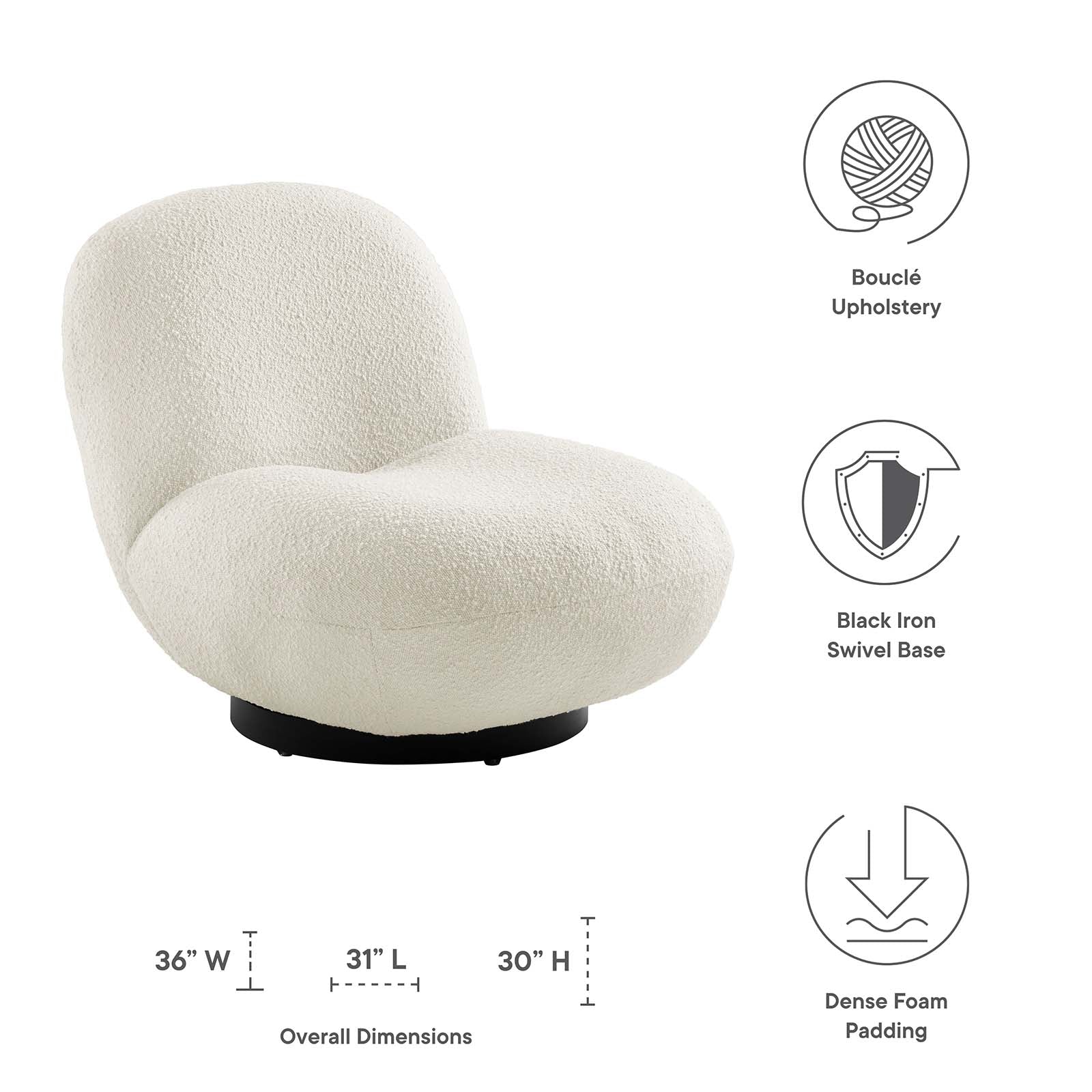 Kindred Upholstered Fabric Swivel Chair - East Shore Modern Home Furnishings