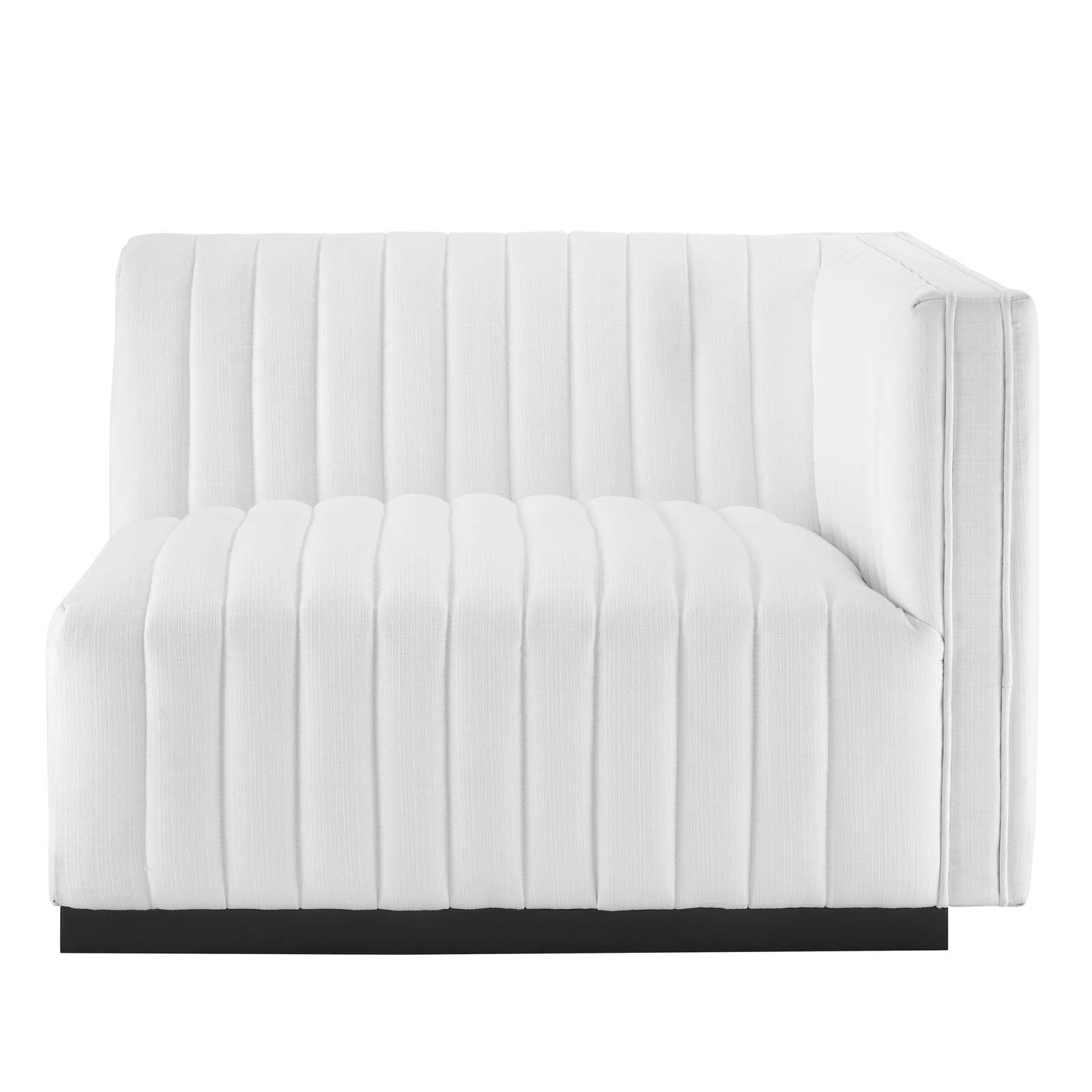 Conjure Channel Tufted Upholstered Fabric Right-Arm Chair - East Shore Modern Home Furnishings