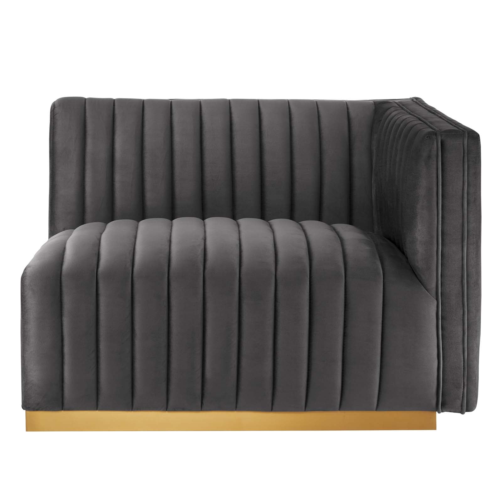 Conjure Channel Tufted Performance Velvet Right-Arm Chair - East Shore Modern Home Furnishings