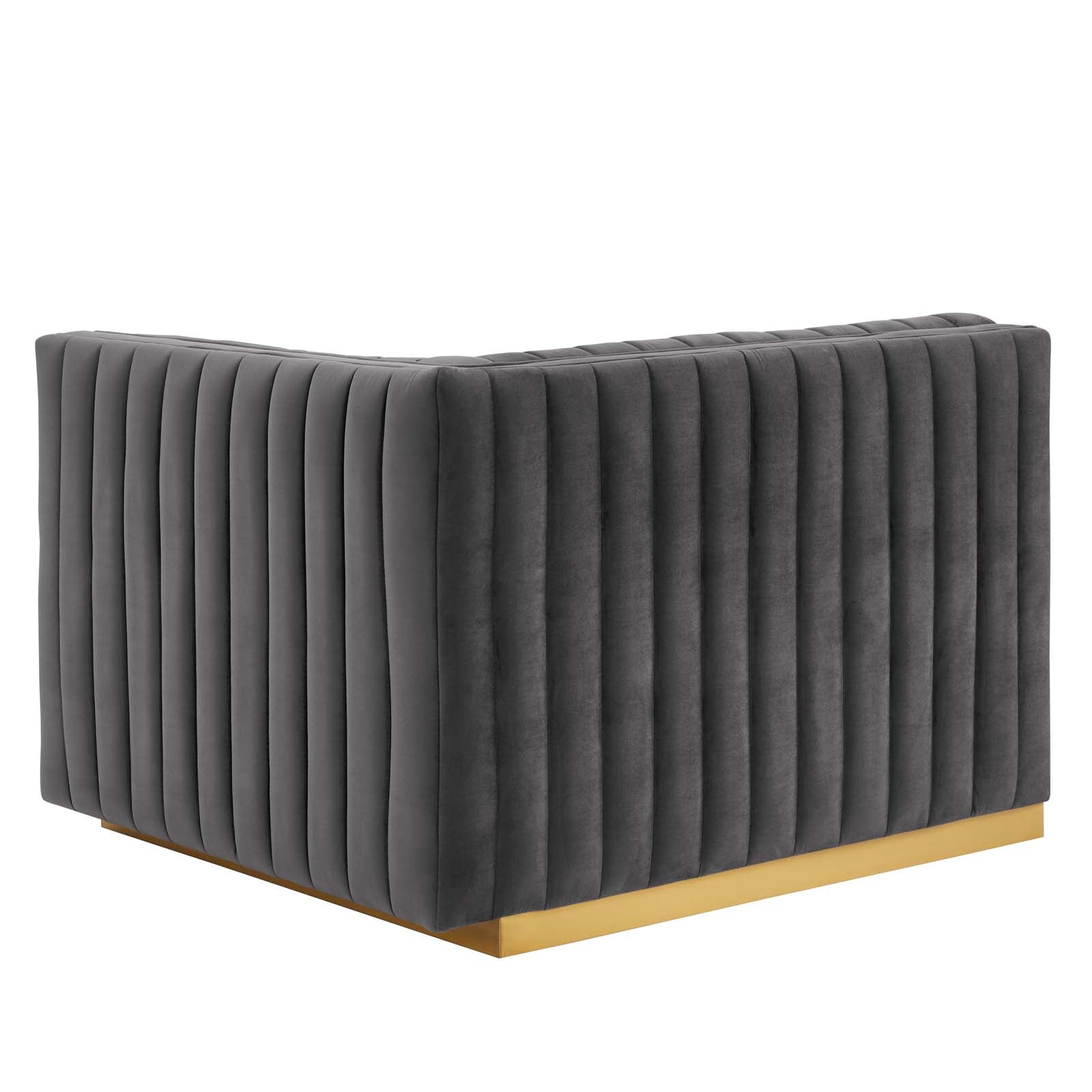 Conjure Channel Tufted Performance Velvet Right-Arm Chair - East Shore Modern Home Furnishings