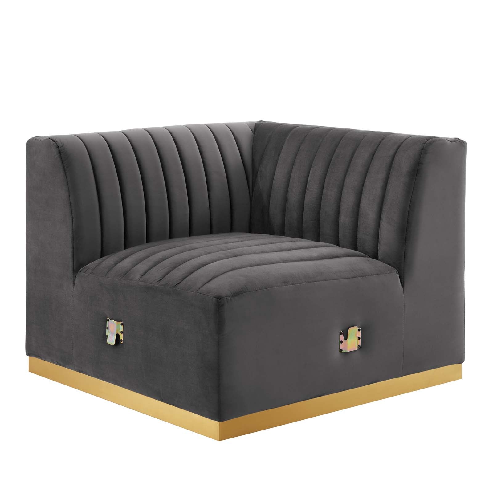 Conjure Channel Tufted Performance Velvet Left Corner Chair - East Shore Modern Home Furnishings