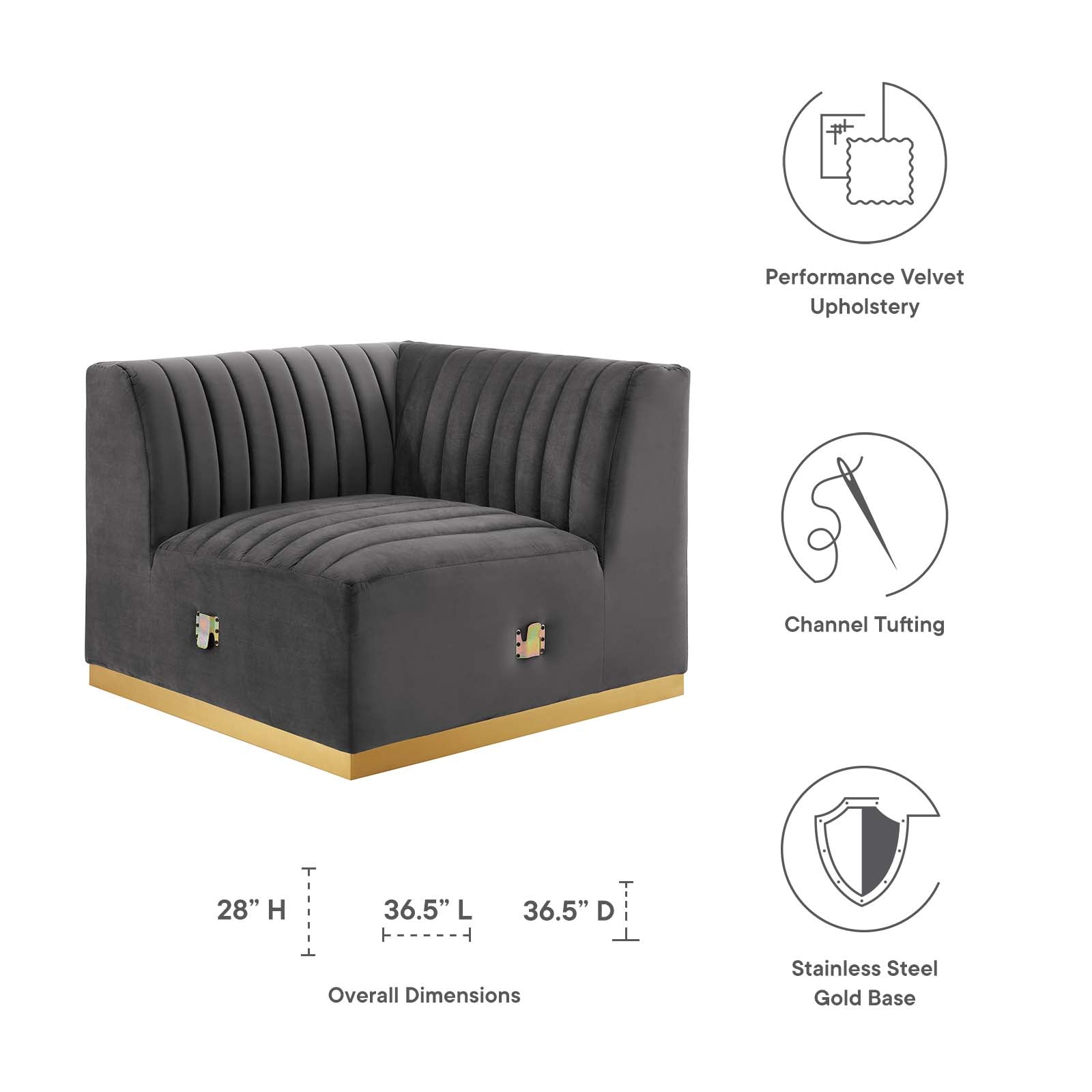 Conjure Channel Tufted Performance Velvet Left Corner Chair