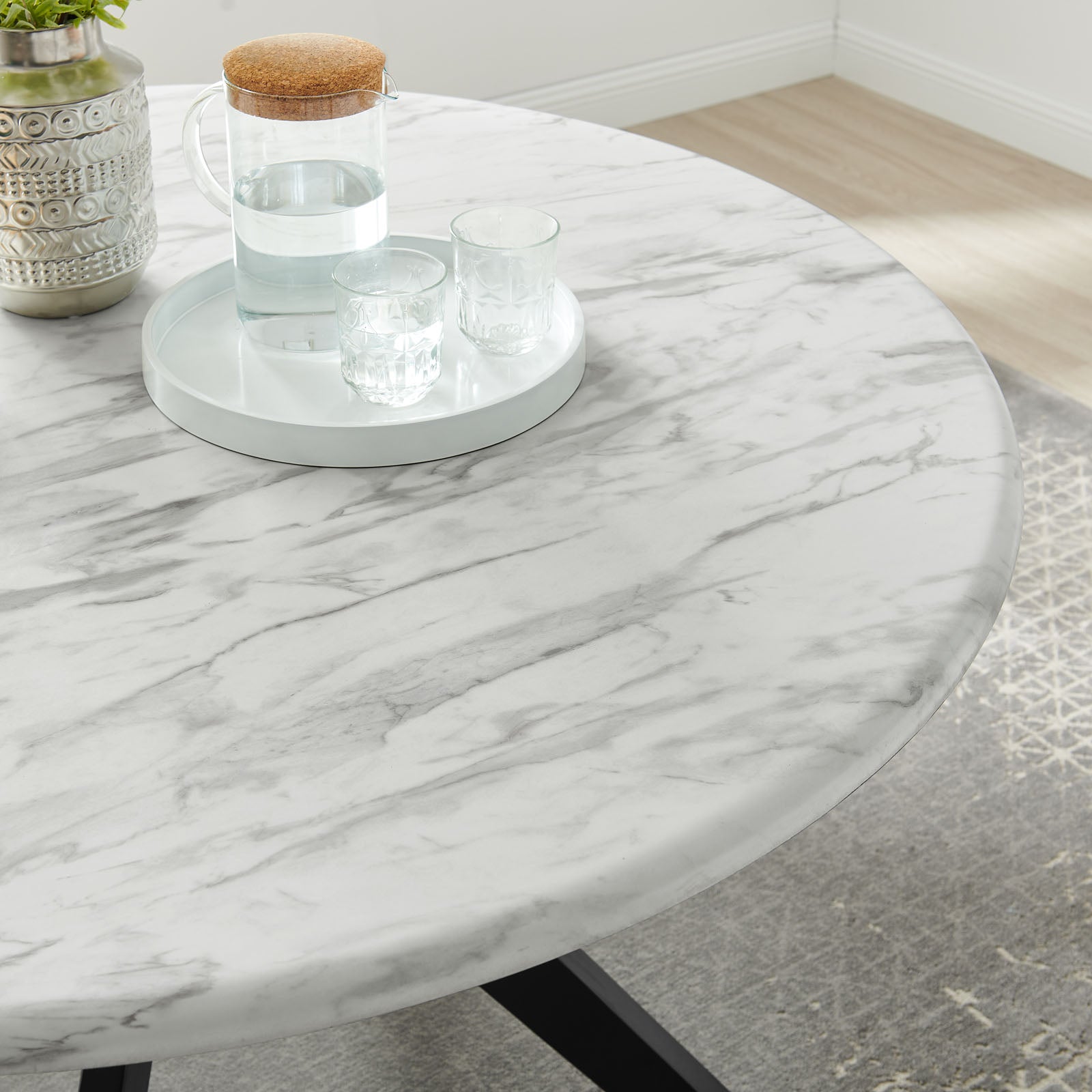 Traverse 50" Round Performance Artificial Marble Dining Table