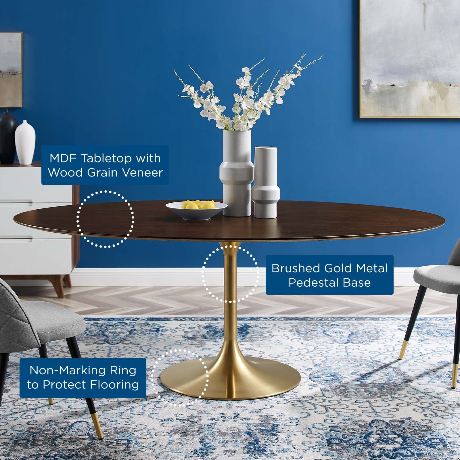 Lippa 78" Oval Wood Dining Table - East Shore Modern Home Furnishings