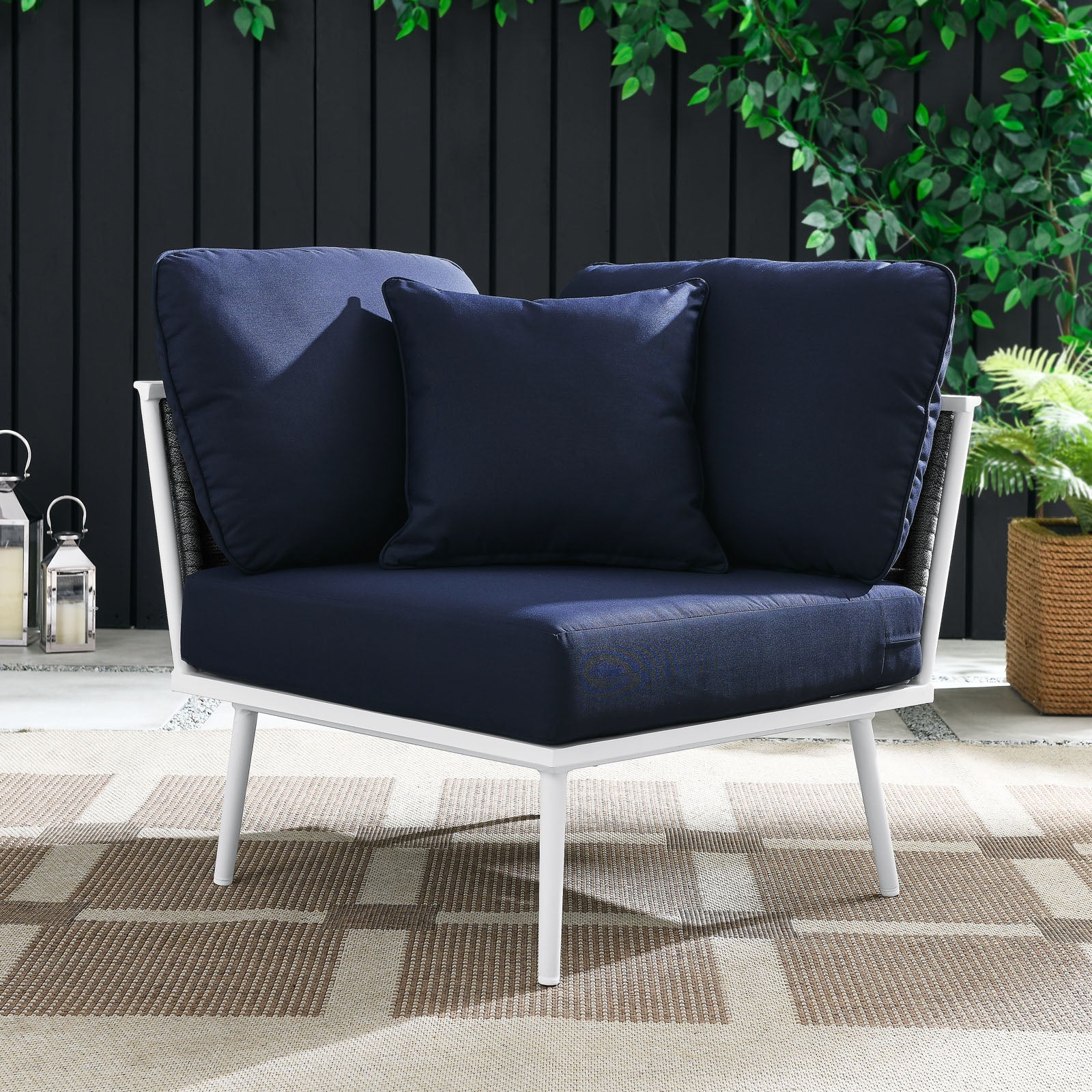Stance Outdoor Patio Aluminum Corner Chair - East Shore Modern Home Furnishings