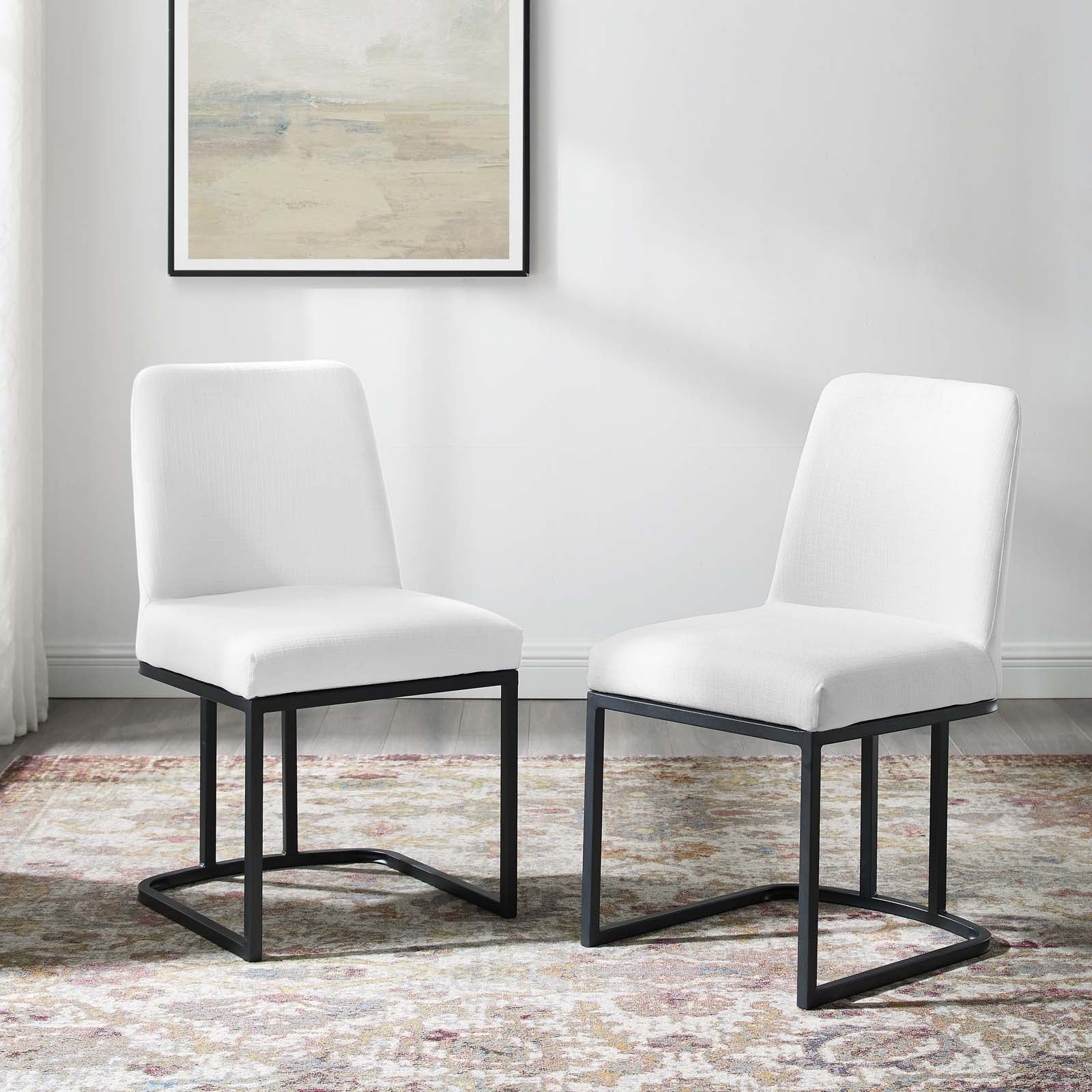 Amplify Sled Base Upholstered Fabric Dining Chairs - Set of 2