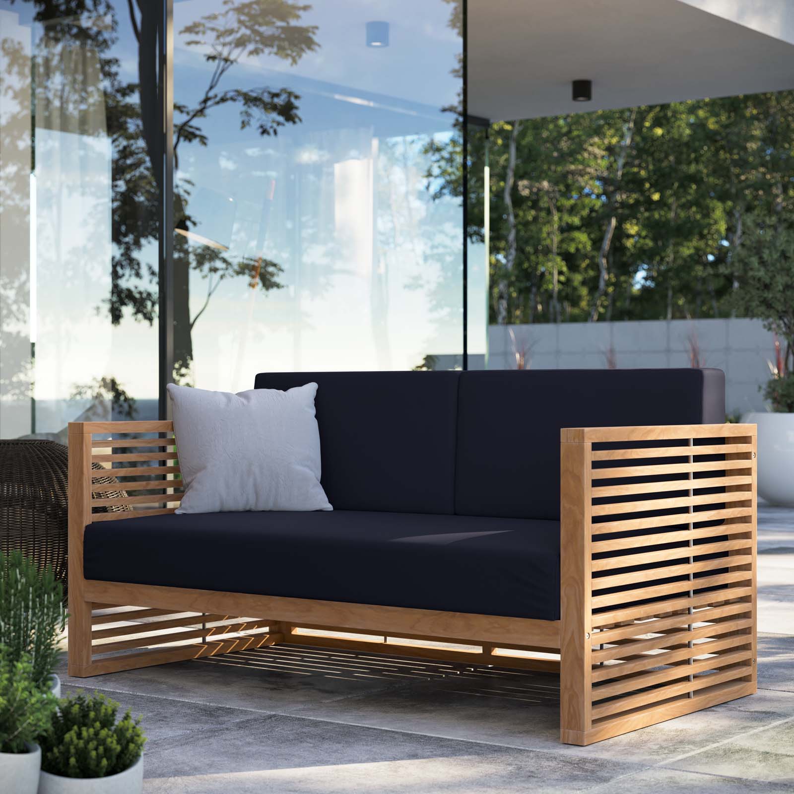 Carlsbad Teak Wood Outdoor Patio Loveseat - East Shore Modern Home Furnishings