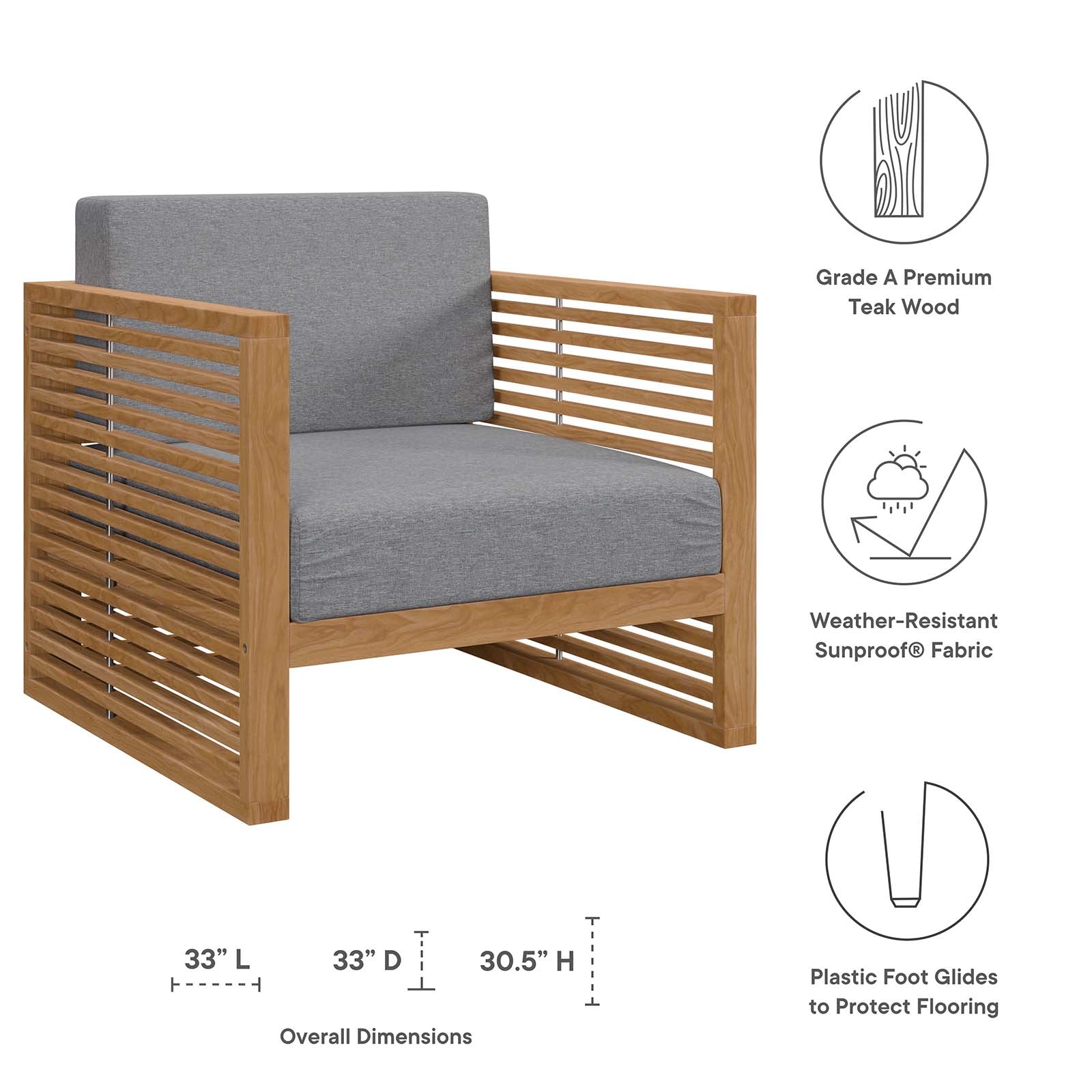 Carlsbad Teak Wood Outdoor Patio Armchair - East Shore Modern Home Furnishings