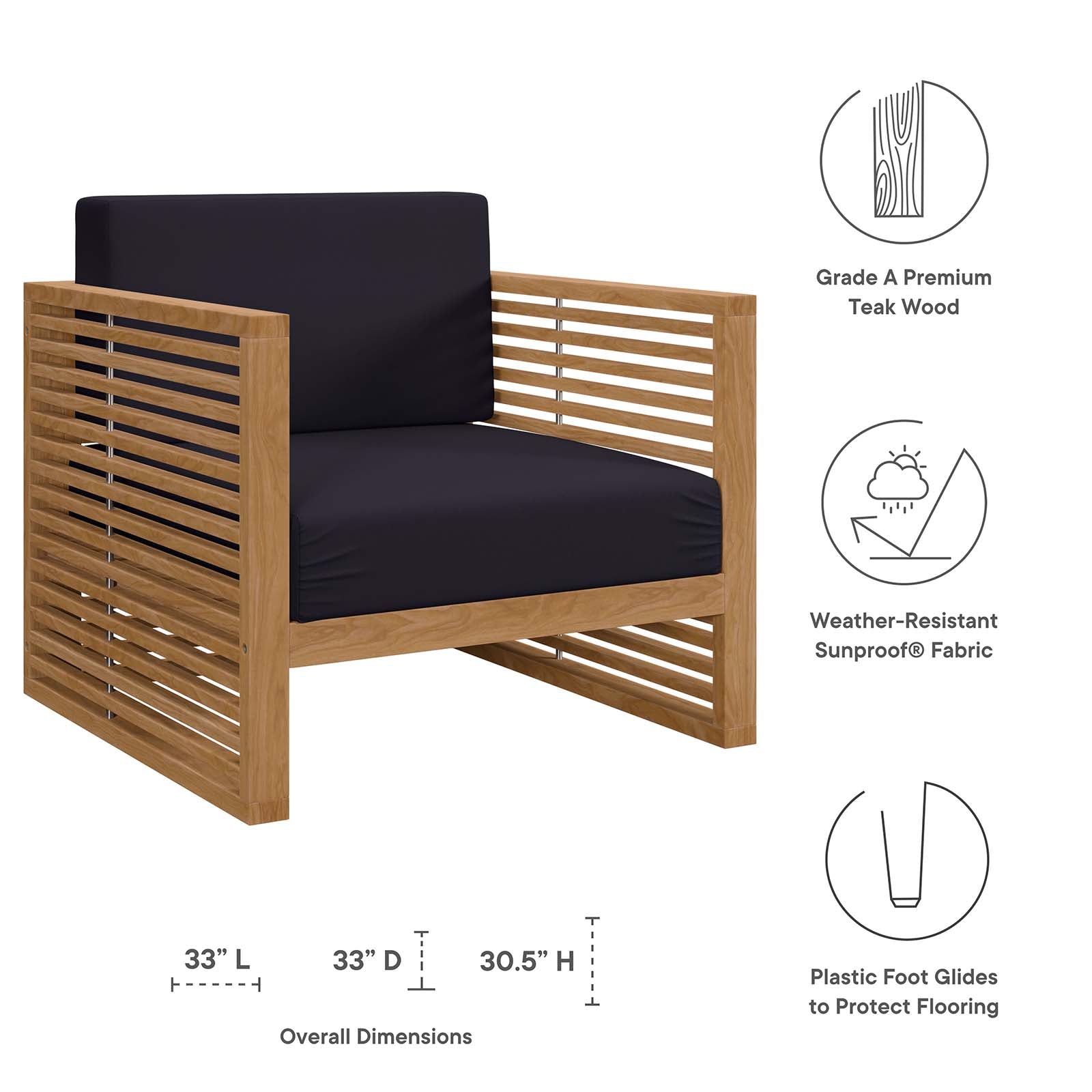 Carlsbad Teak Wood Outdoor Patio Armchair - East Shore Modern Home Furnishings