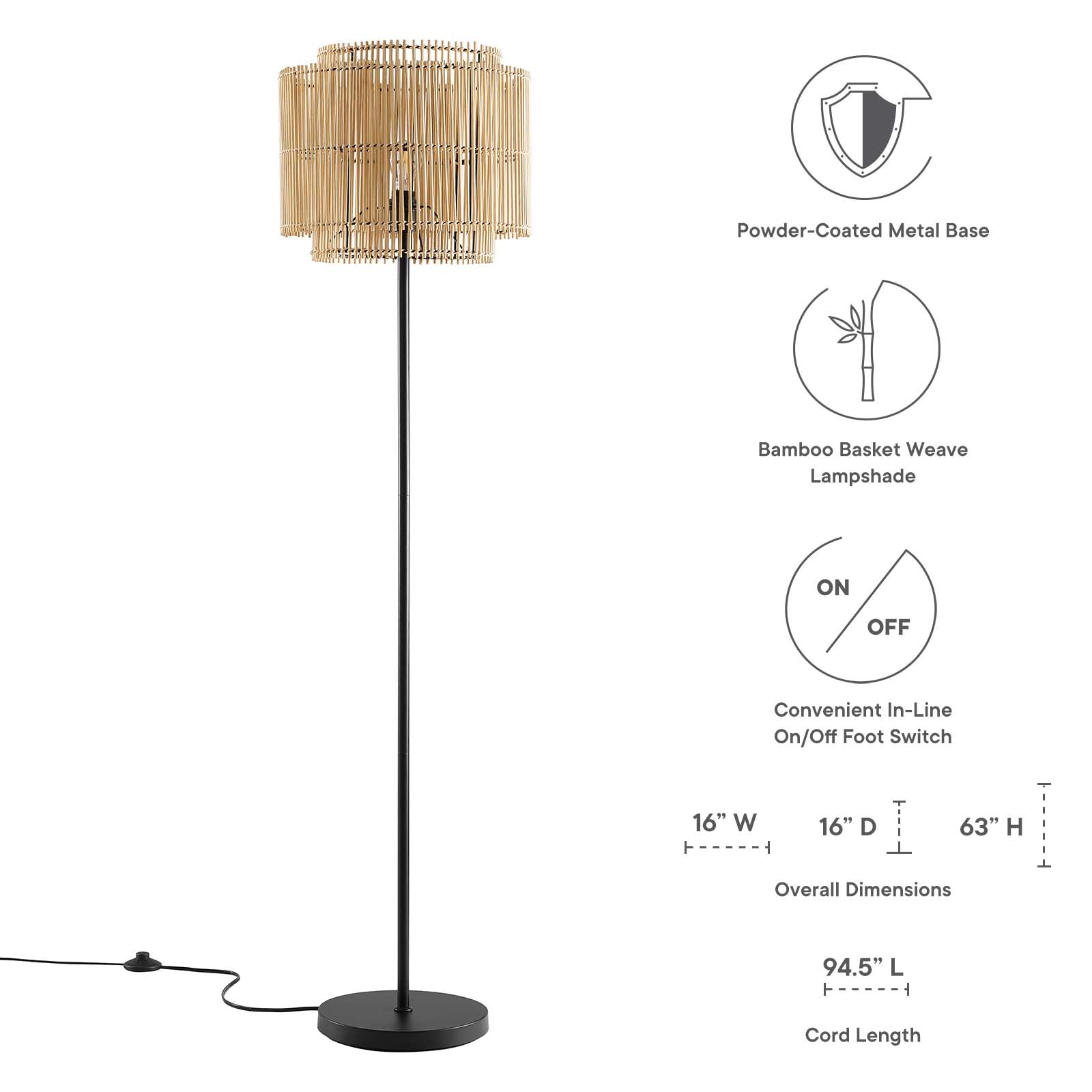 Nourish Bamboo Floor Lamp - East Shore Modern Home Furnishings
